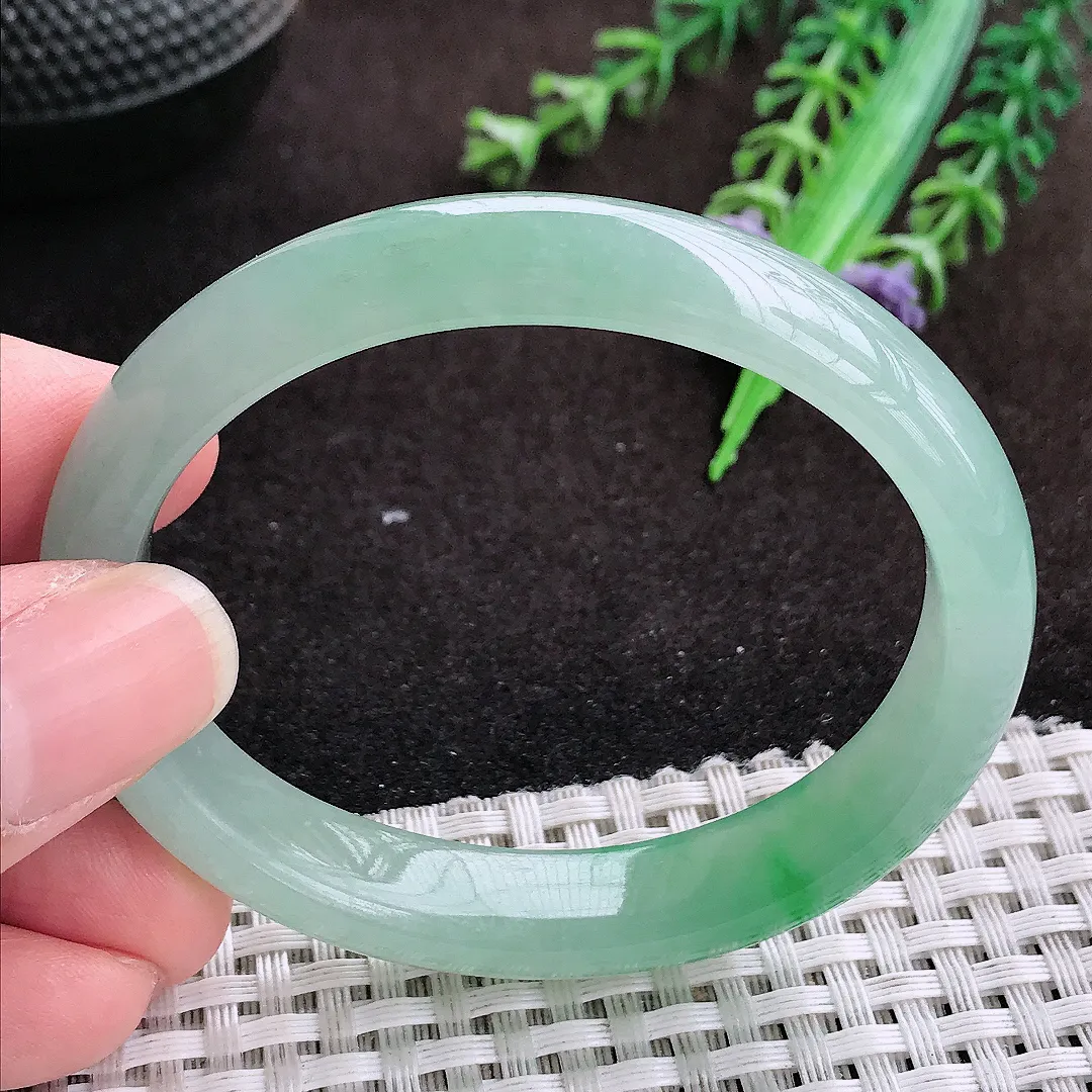 自然光53/46/11.1/7老坑冰胶果冻冰晴绿贵妃手镯翡翠玉镯手环