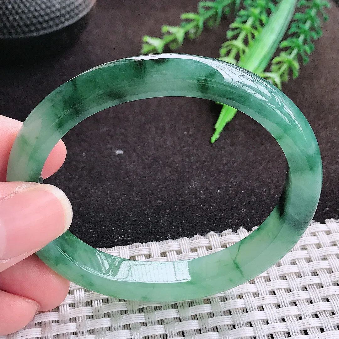 自然光55.5/48.8/9.6/7.5老坑精美冰润飘花贵妃手镯翡翠玉镯手环