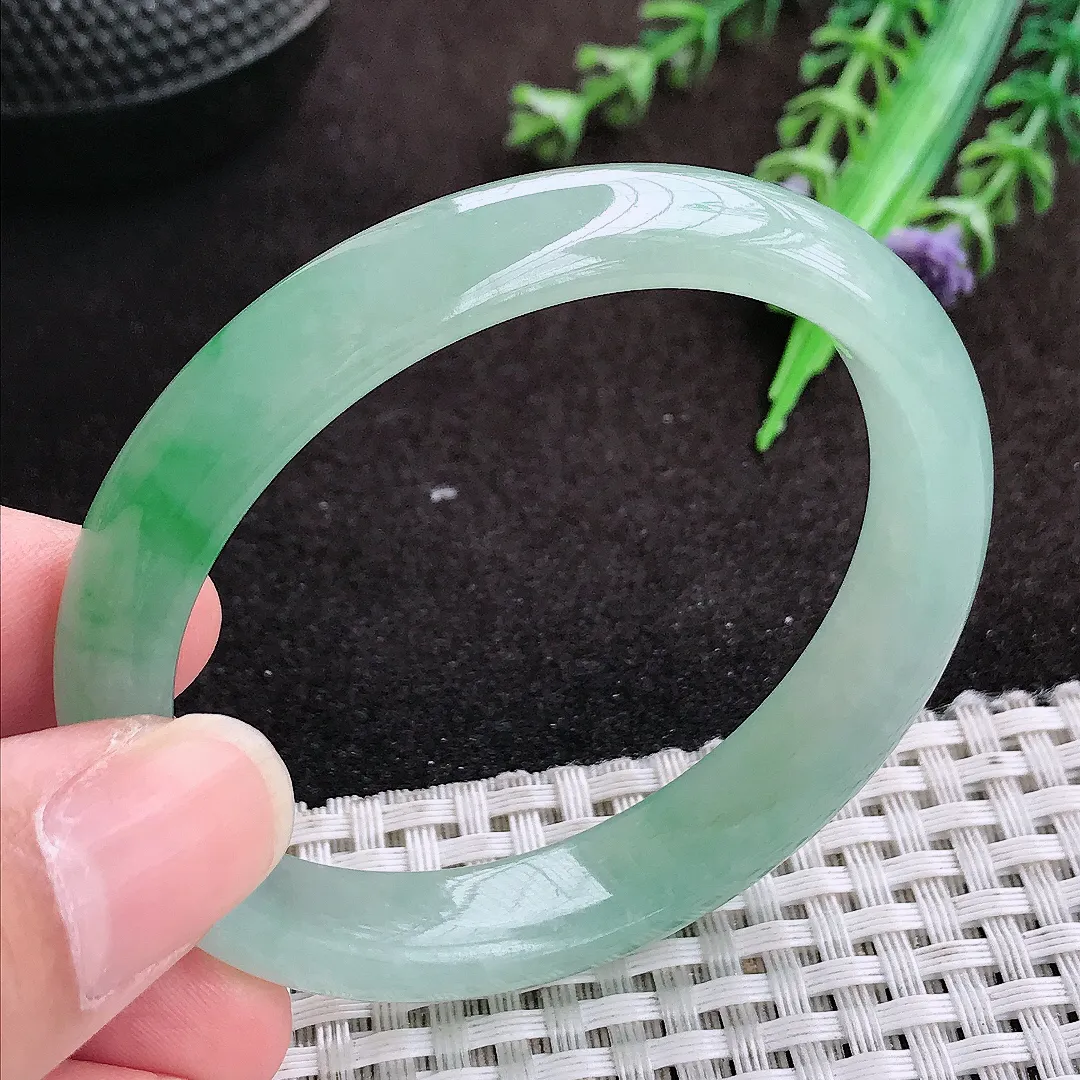 自然光53/46/11.1/7老坑冰胶果冻冰晴绿贵妃手镯翡翠玉镯手环
