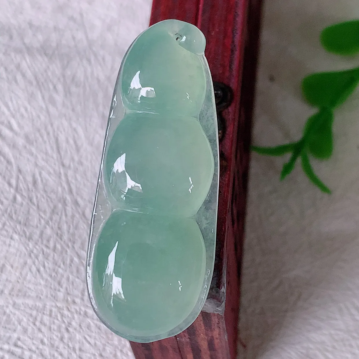 自然光实拍，冰种绿翡翠四季豆吊坠，平安豆福豆玉坠，冰润通透，豆粒饱满，寓意：豆蔻年华！#01.22