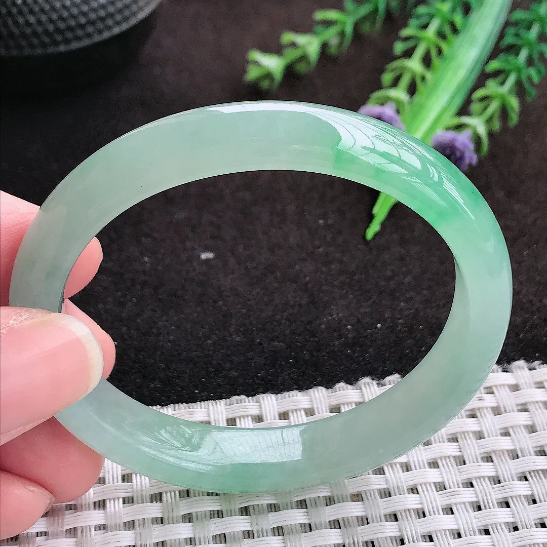 自然光53/46/11.1/7老坑冰胶果冻冰晴绿贵妃手镯翡翠玉镯手环