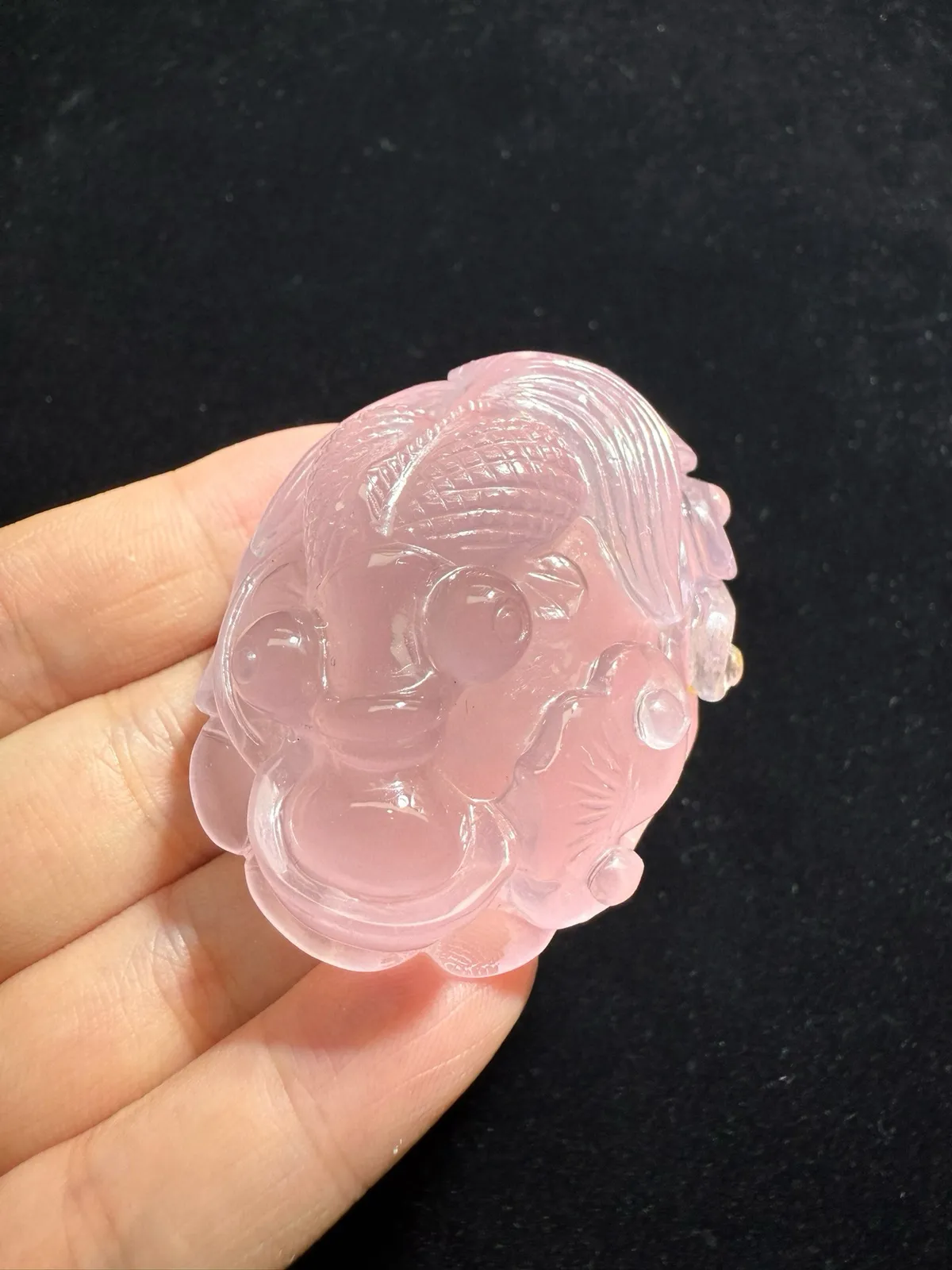 【年年有余】莫桑比克星光粉水晶吊坠，坠子尺寸：54.4*42.4*29.2mm，饱满圆润 颜色超粉