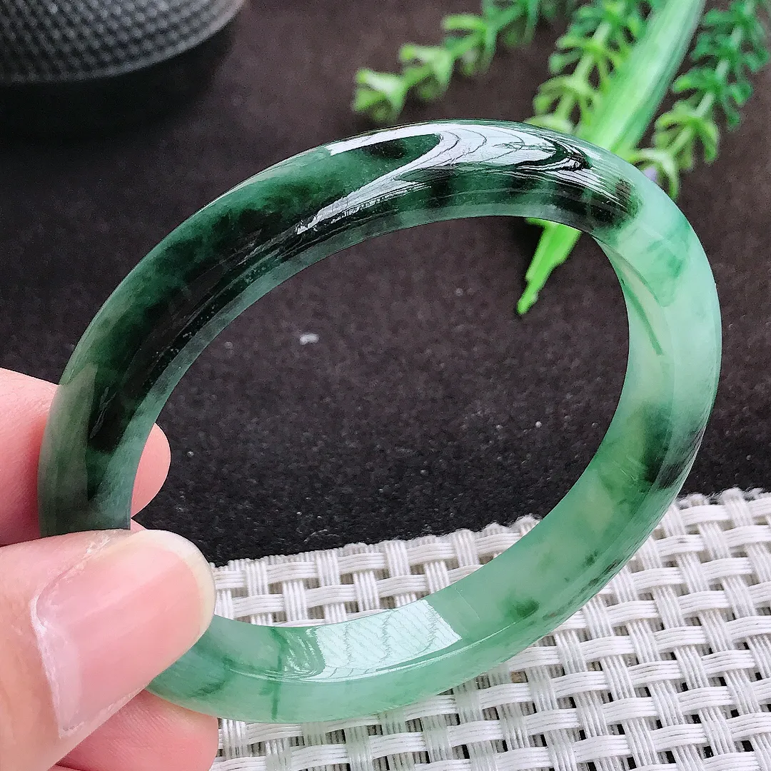 自然光55.5/48.8/9.6/7.5老坑精美冰润飘花贵妃手镯翡翠玉镯手环