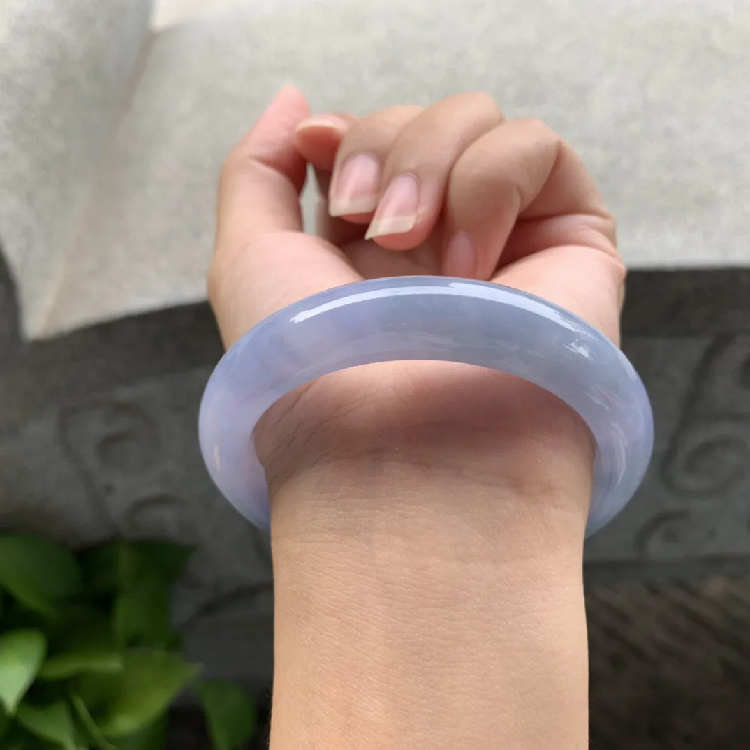 圈口54.8-12.3-9 【冰茄紫正圈手镯】正圈54 55可戴