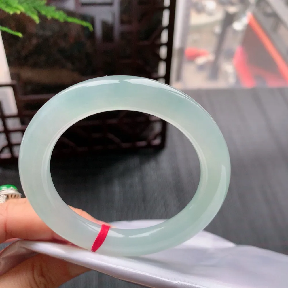 圆条高冰晴绿 无瑕 尺寸:56.6/10.8 种水好