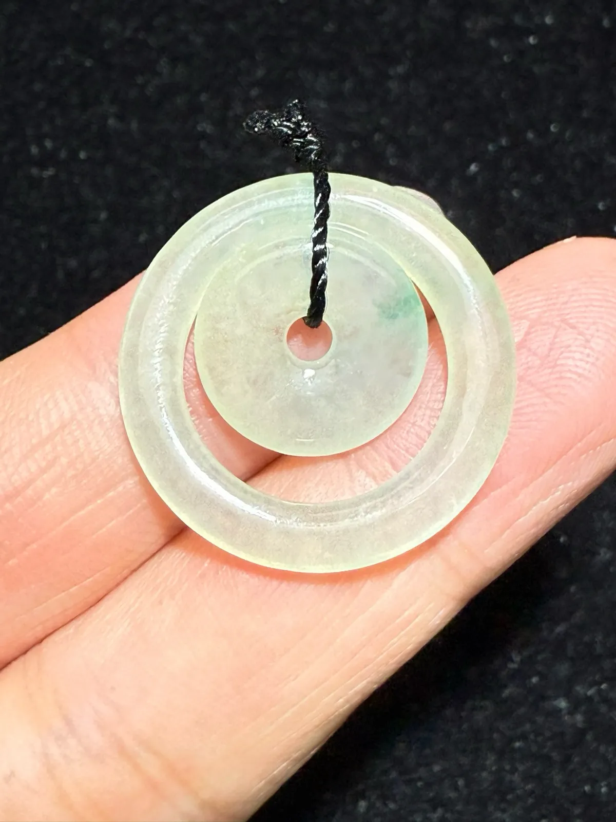 翡翠a货冰种飘花母子平安扣吊坠，尺寸24.4-3.4，重量:3.63g