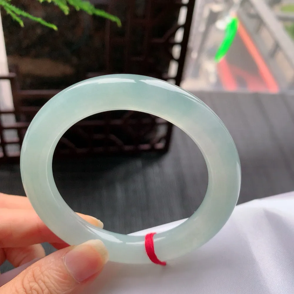 圆条高冰晴绿 无瑕 尺寸:56.6/10.8 种水好