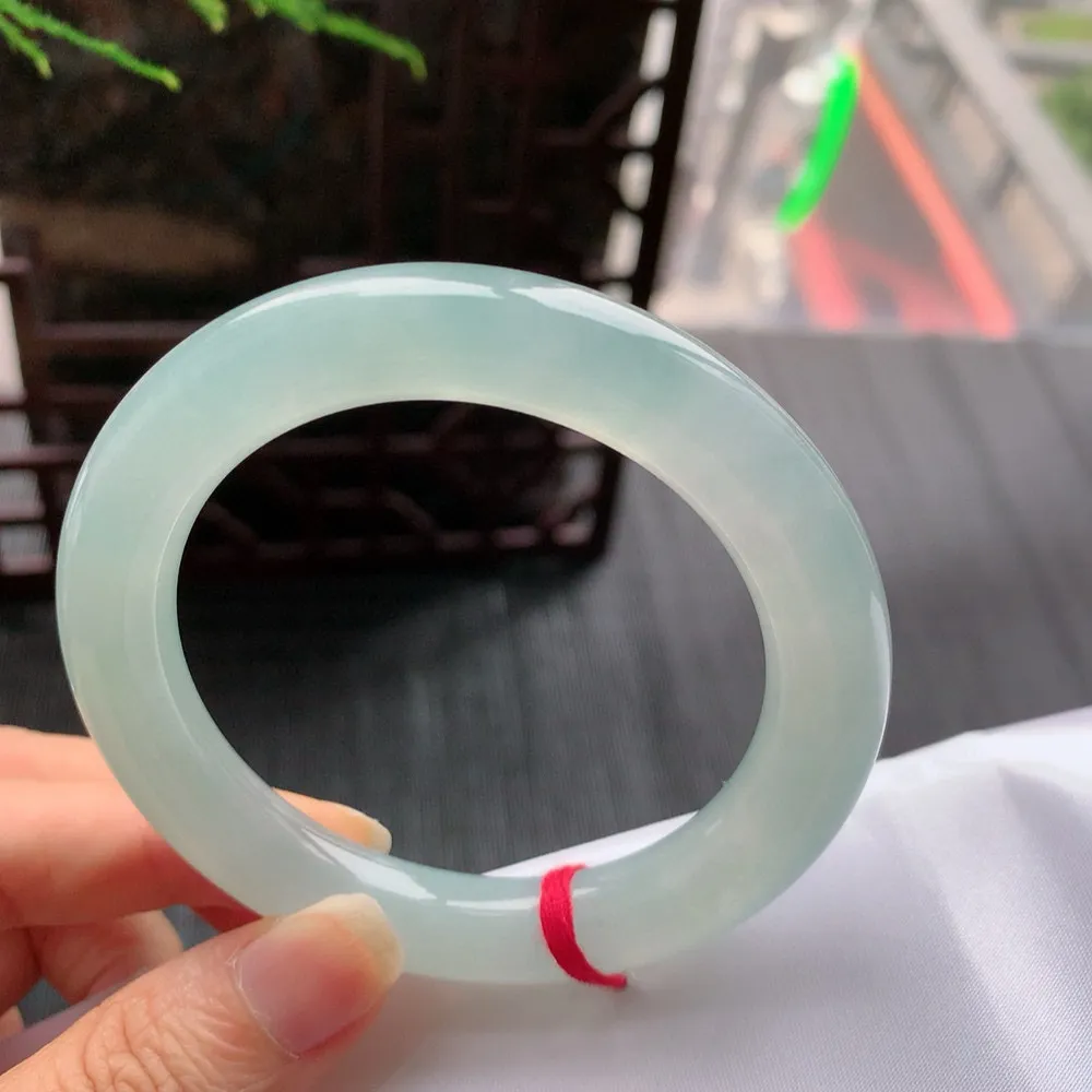 圆条高冰晴绿 无瑕 尺寸:56.6/10.8 种水好