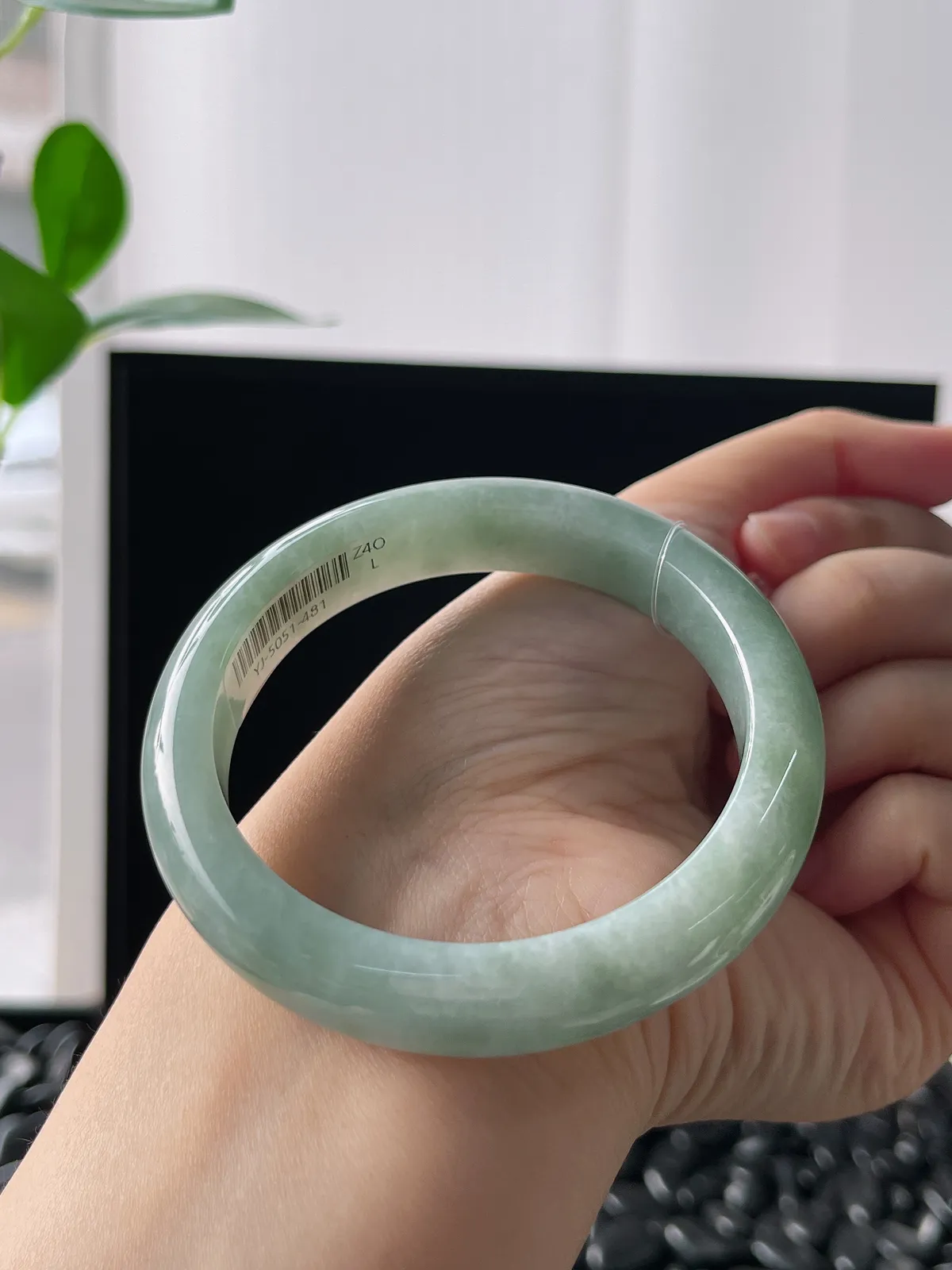 正圈54圈口，翡翠糯化种绿色手镯