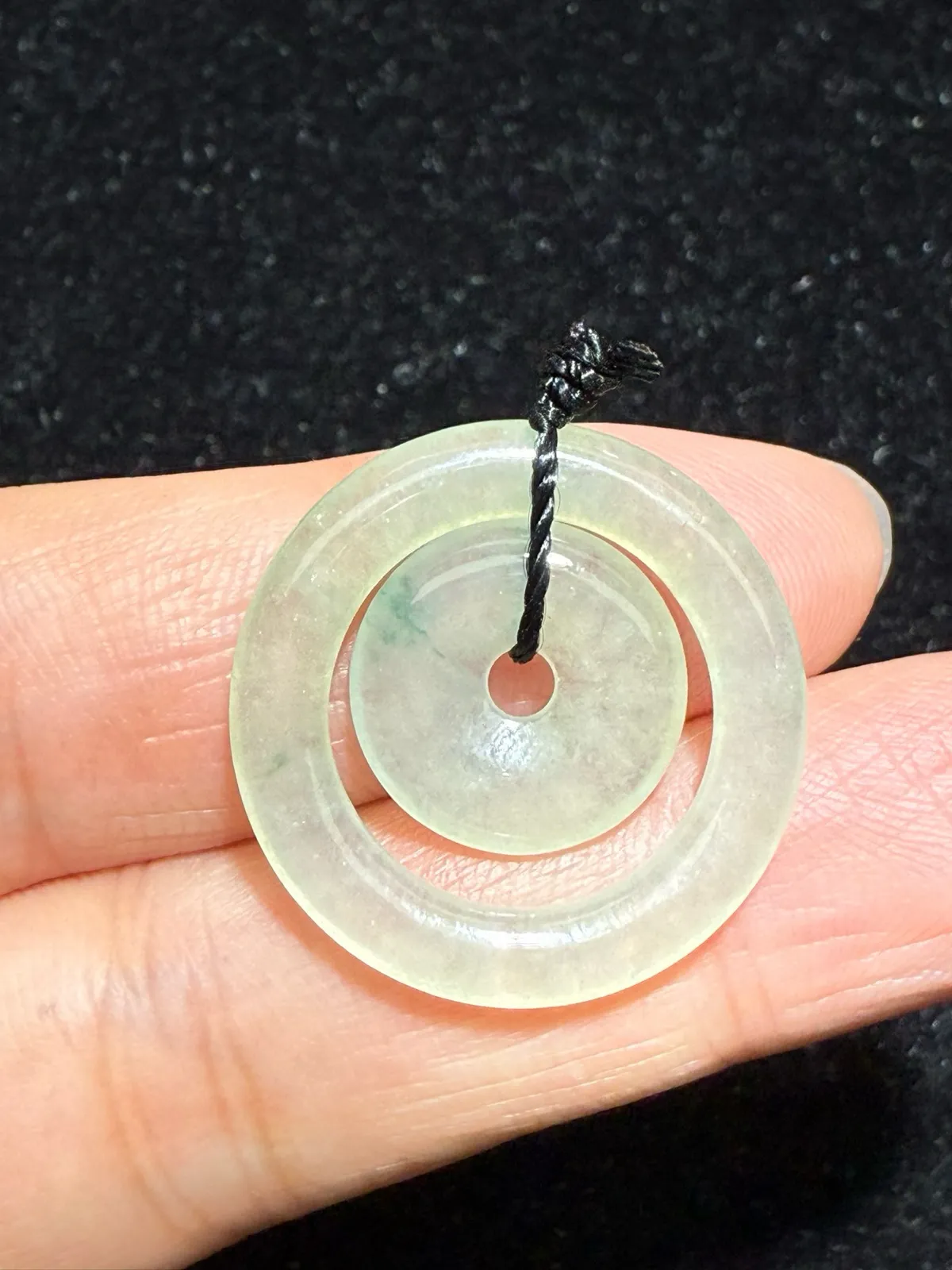 翡翠a货冰种飘花母子平安扣吊坠，尺寸24.4-3.4，重量:3.63g