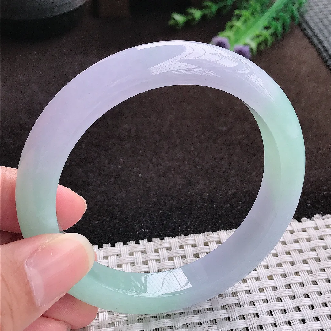 自然光60/11.8/9.2老坑冰胶果冻春带彩手镯宽边翡翠玉镯手环