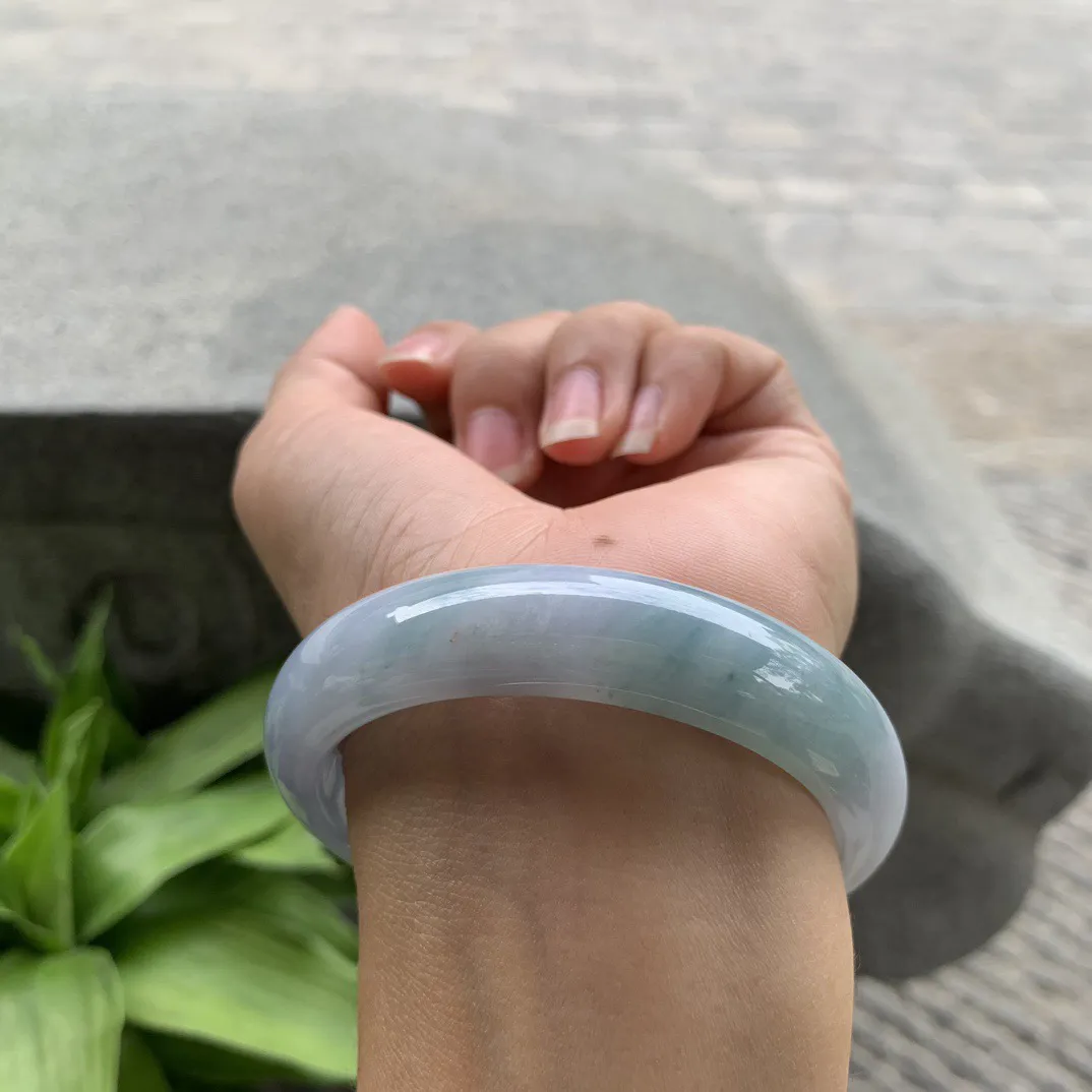 圈口 56-13.3-8.1【冰紫飘绿正圈手镯】正圈56 57可戴