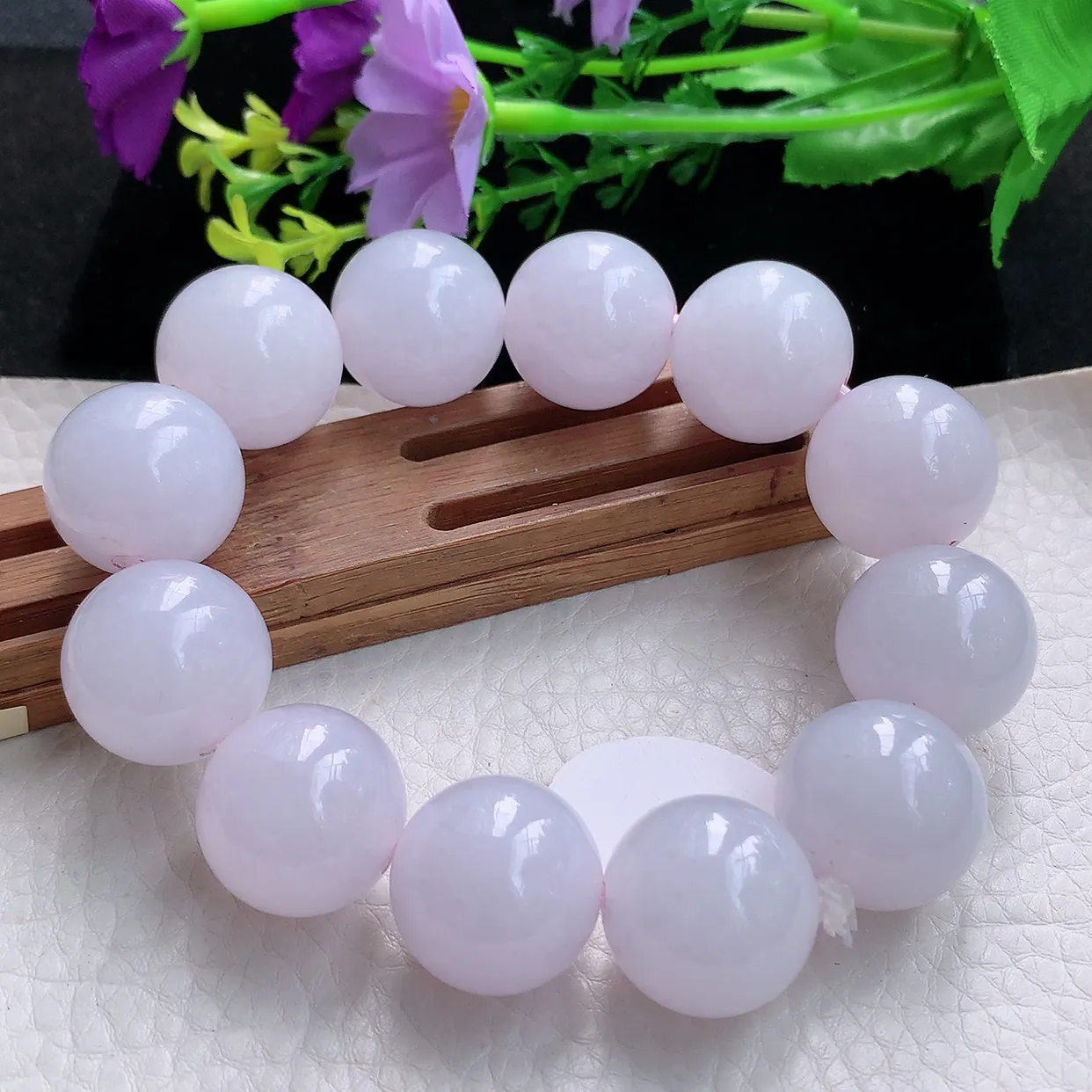 ss自然光18.8mm天然缅甸翡翠冰紫大颗粒18.8mm圆珠玉手链 玉手串