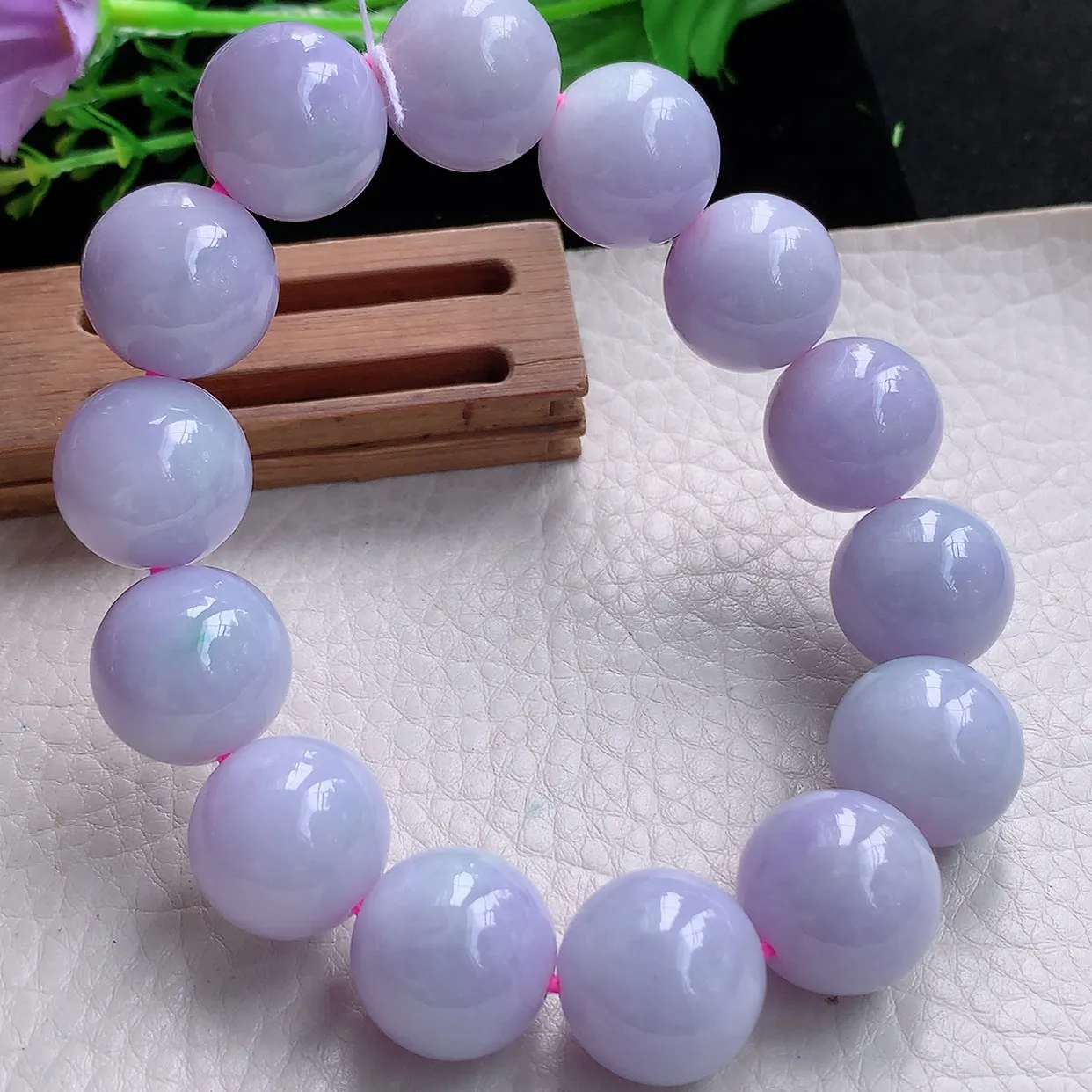 ss自然光16.3mm天然缅甸翡翠大颗粒高贵紫罗兰16.3mm圆珠玉手链