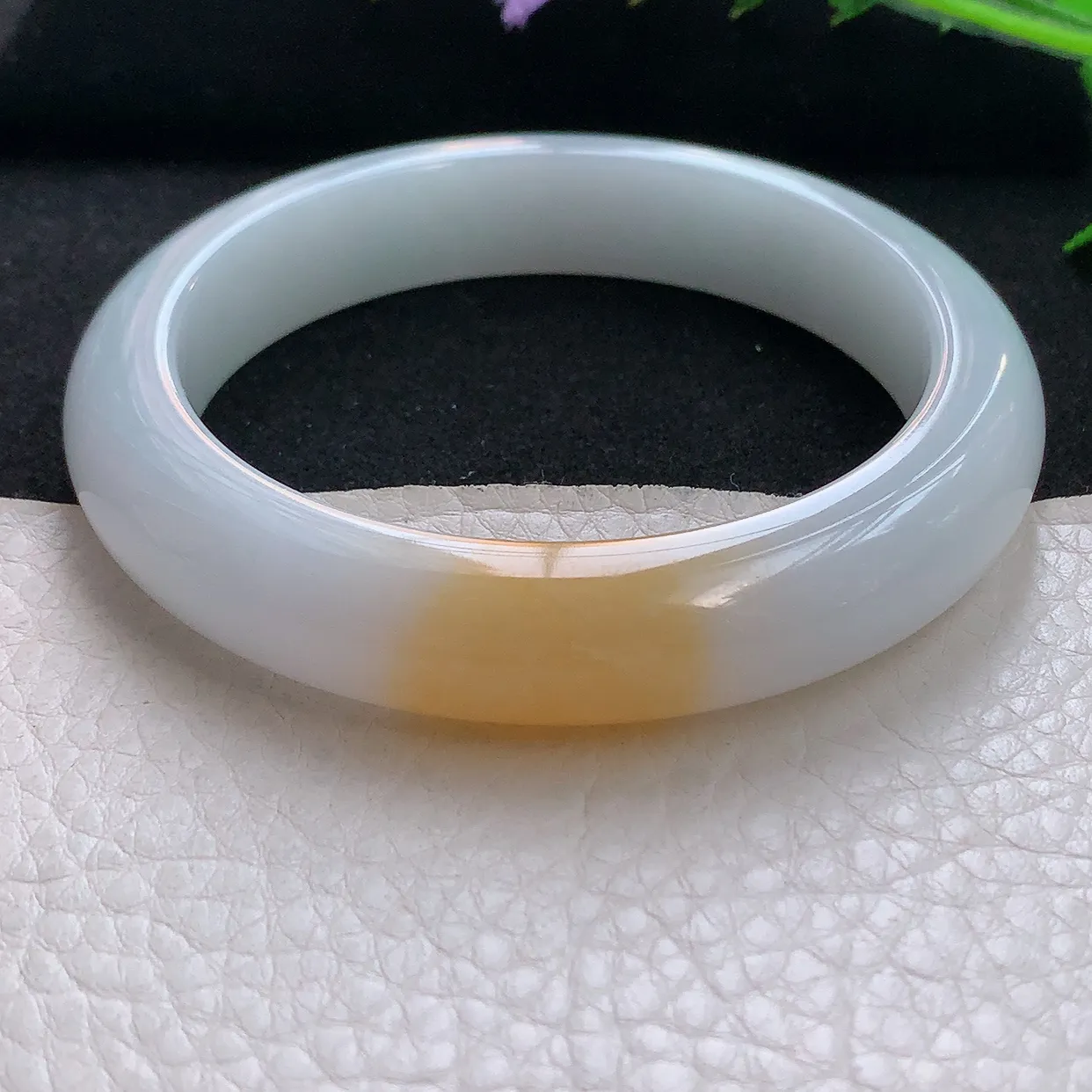 z自然光59.8*12.8*9.2平安镯 天然缅甸翡翠冰双彩宽边珠宝玉手镯 玉手环