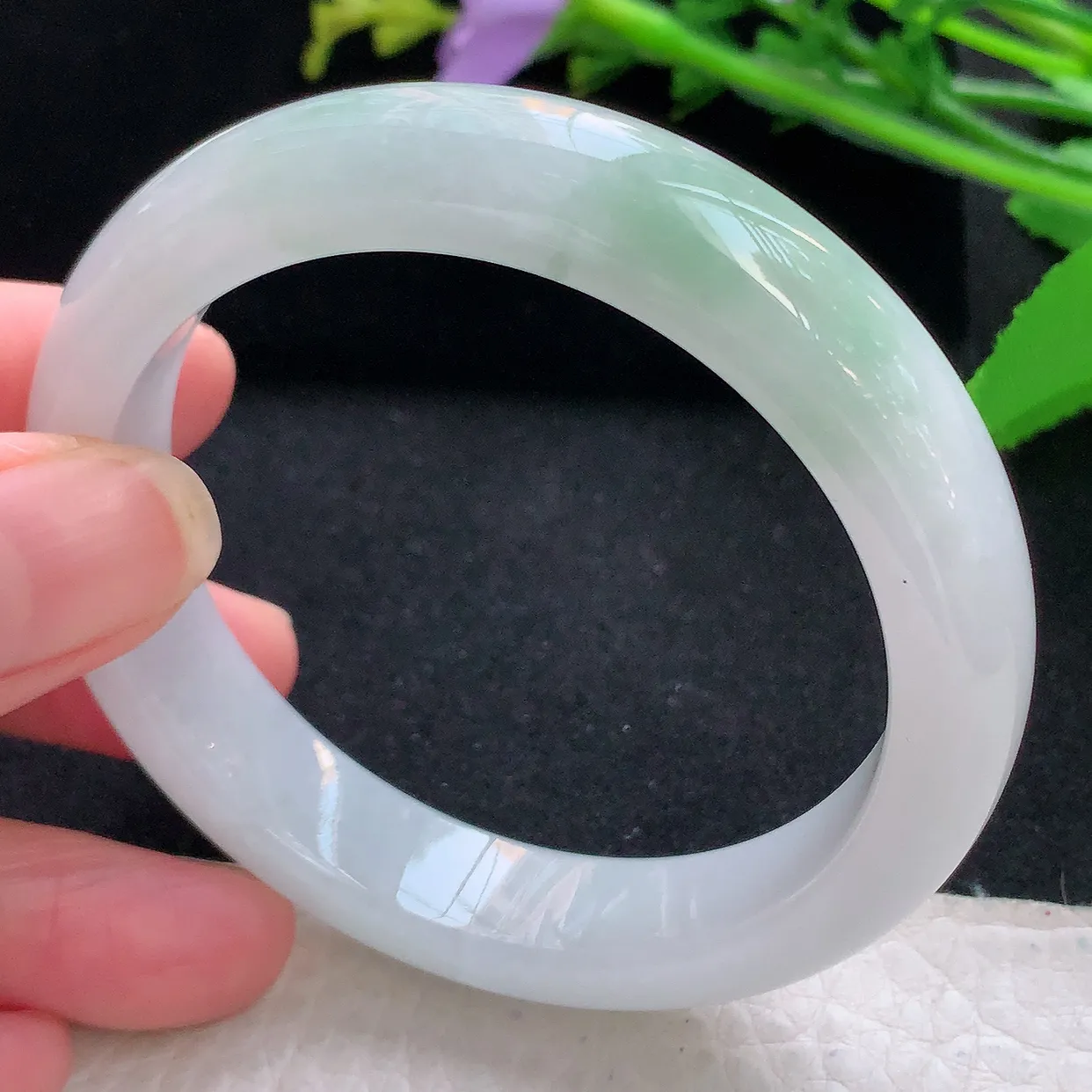 z自然光54.5*12.2*7.8平安镯 天然缅甸翡翠清新宽边珠宝玉手镯 美人镯