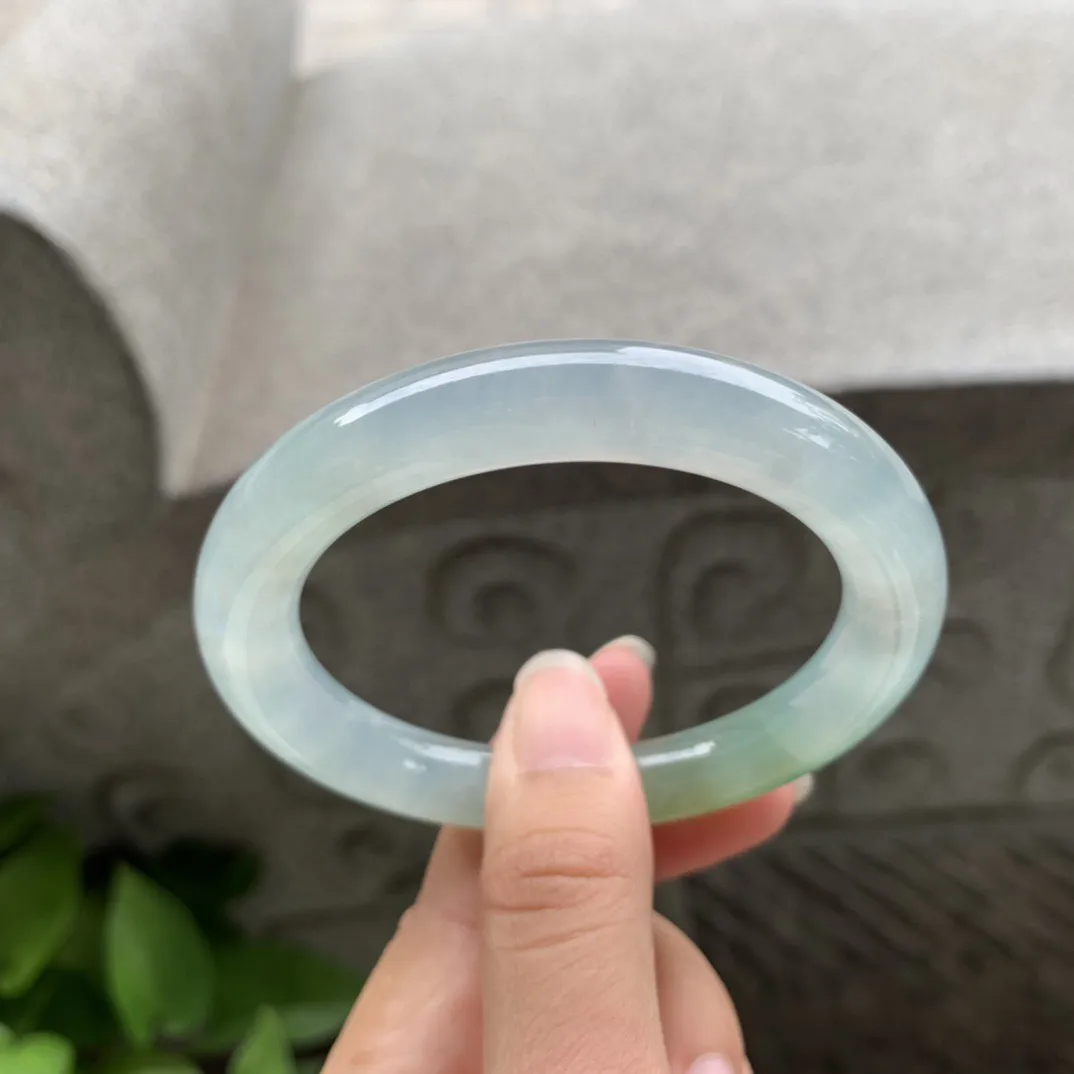 圈口 54.8-9.8  【冰种黄翡圆条手镯】圆条54 55可戴