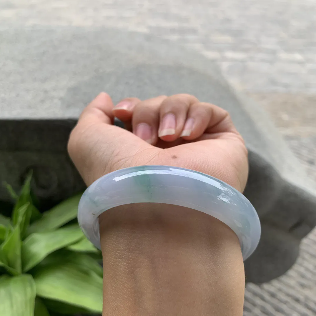 圈口 56-13.3-8.1【冰紫飘绿正圈手镯】正圈56 57可戴