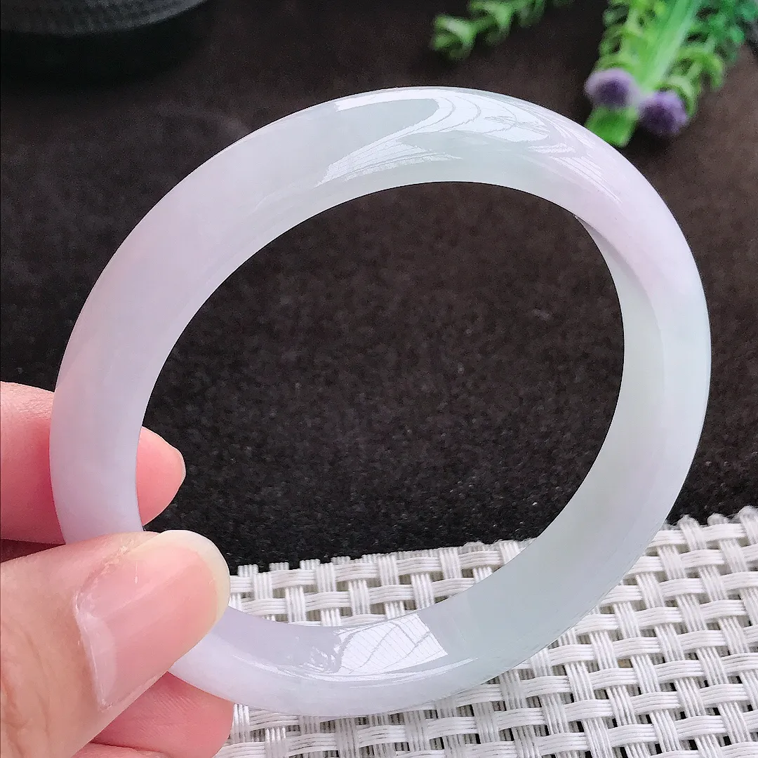 自然光59/11.2/7.8老坑冰胶果冻冰纯浅紫手镯宽边翡翠玉镯手环