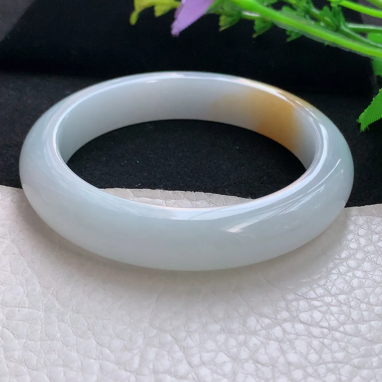 z自然光59.8*12.8*9.2平安镯 天然缅甸翡翠冰双彩宽边珠宝玉手镯 玉手环