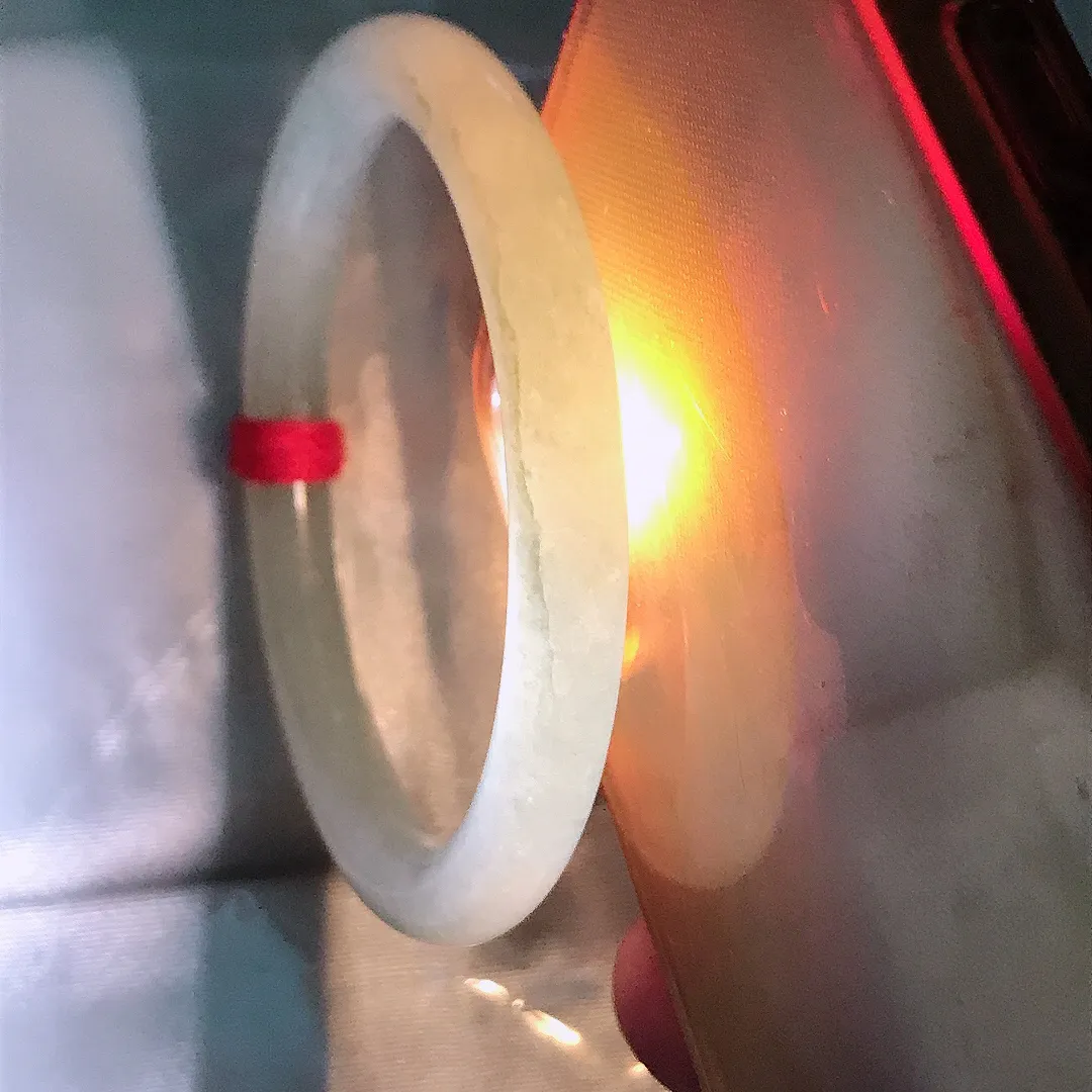 自然光53.5/7.6老坑冰润起胶冰晴叮当手镯圆条翡翠玉镯手环