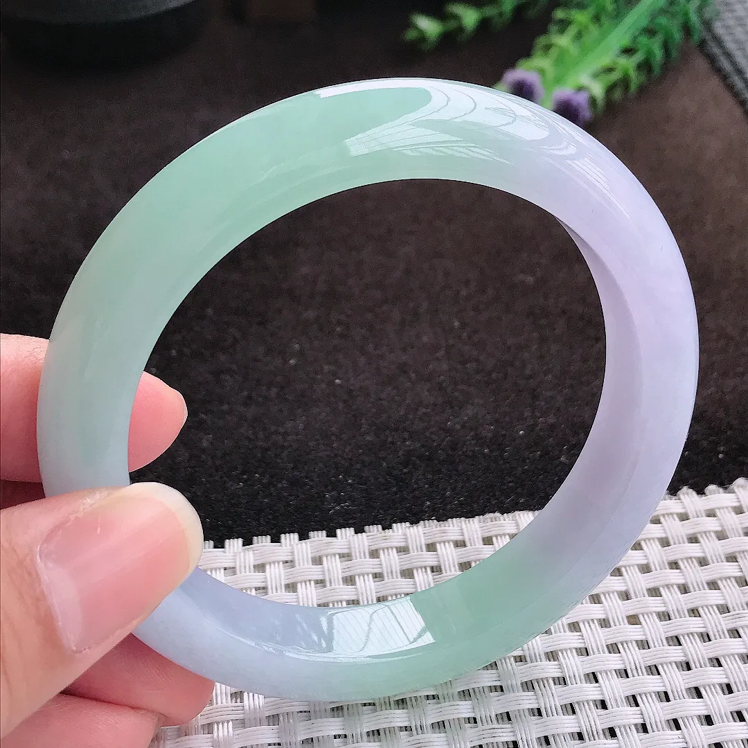 自然光60/11.8/9.2老坑冰胶果冻春带彩手镯宽边翡翠玉镯手环