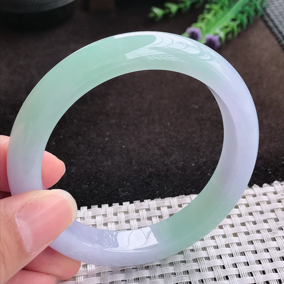 自然光60/11.8/9.2老坑冰胶果冻春带彩手镯宽边翡翠玉镯手环