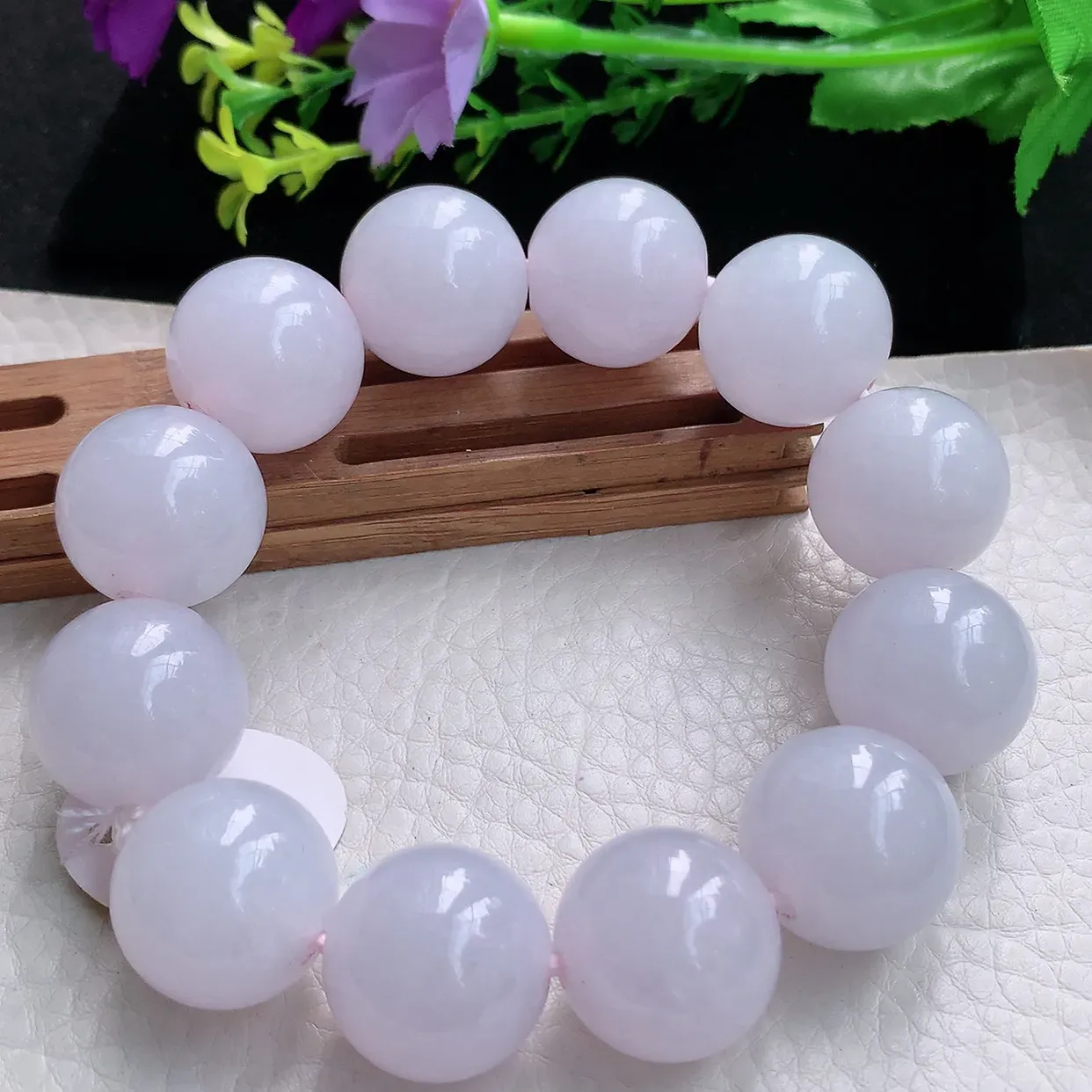 ss自然光18.8mm天然缅甸翡翠冰紫大颗粒18.8mm圆珠玉手链 玉手串