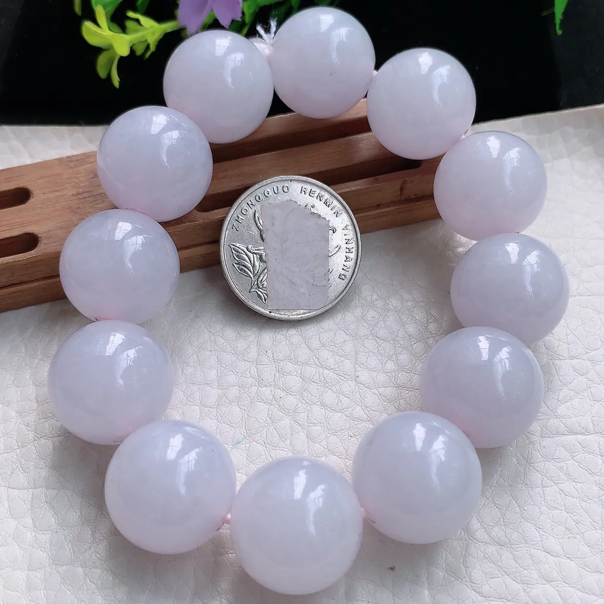 ss自然光18.8mm天然缅甸翡翠冰紫大颗粒18.8mm圆珠玉手链 玉手串