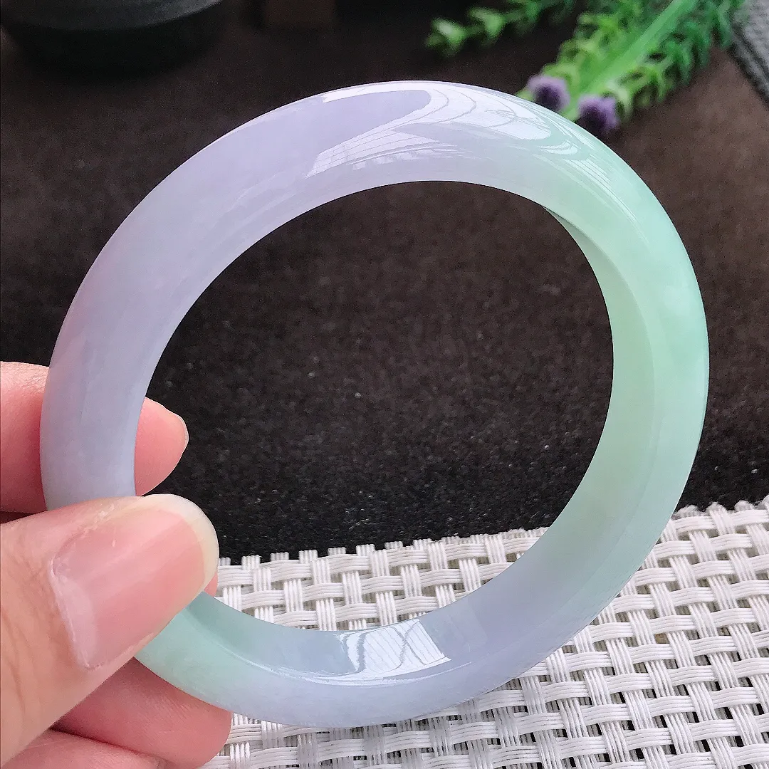 自然光60/11.8/9.2老坑冰胶果冻春带彩手镯宽边翡翠玉镯手环