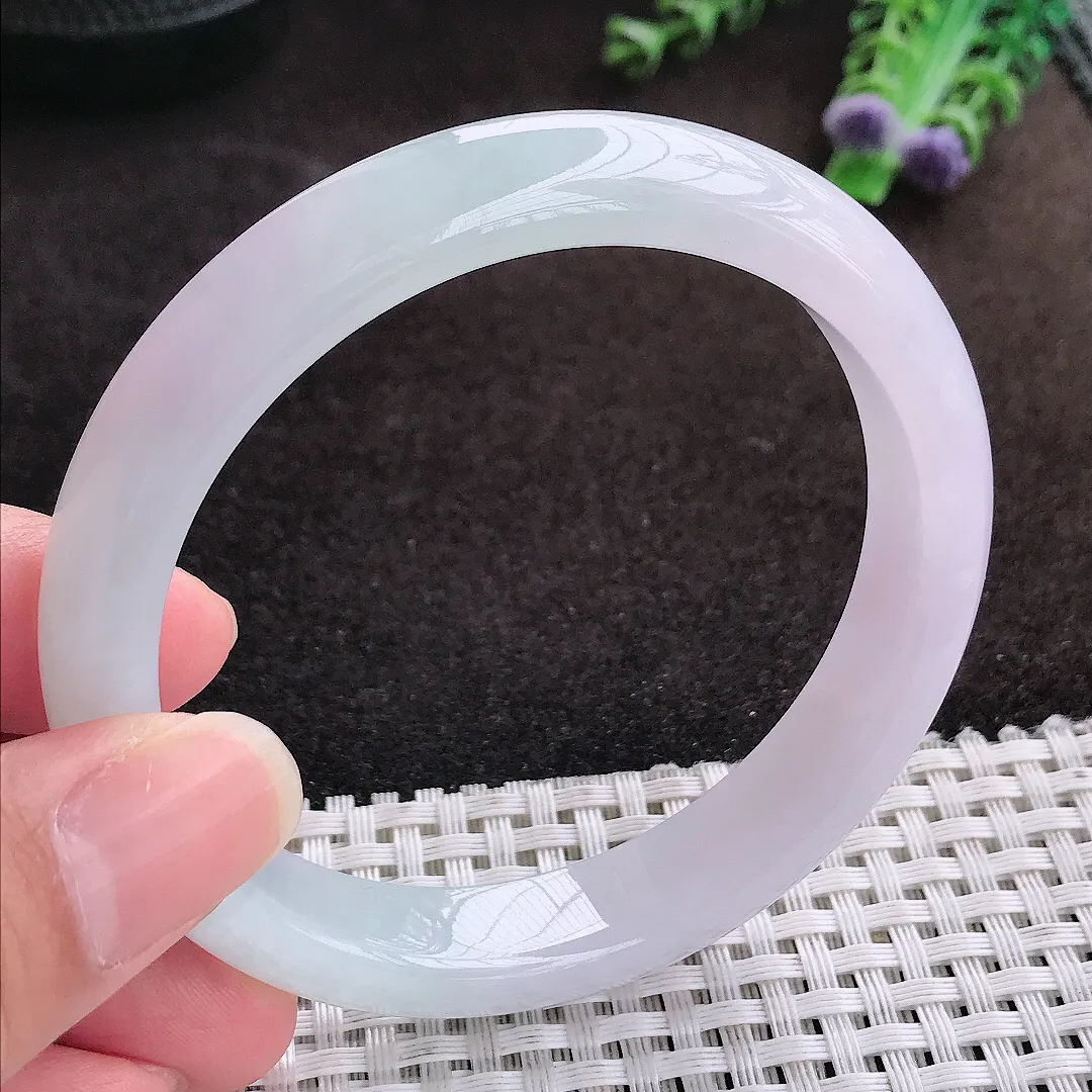 自然光59/11.2/7.8老坑冰胶果冻冰纯浅紫手镯宽边翡翠玉镯手环