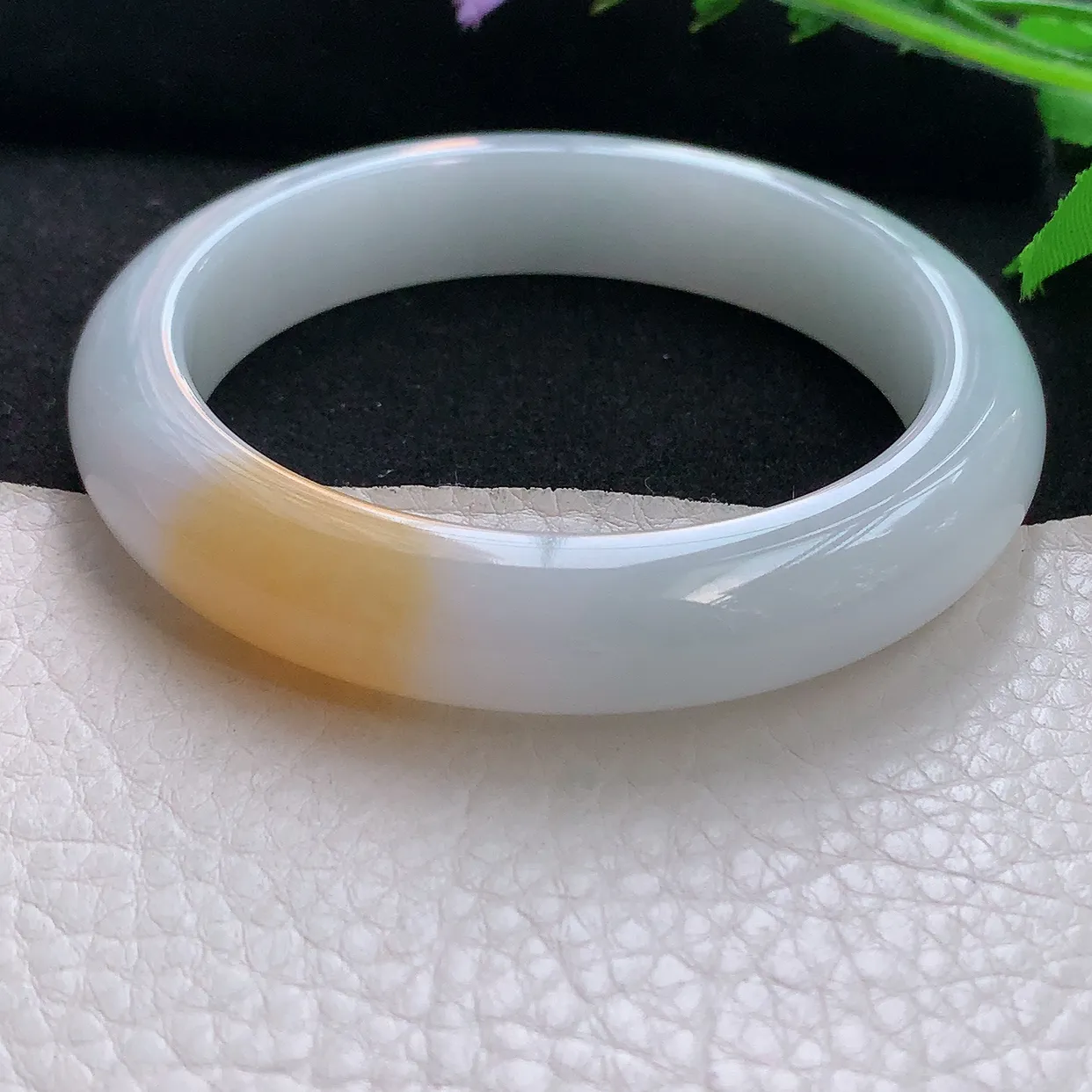 z自然光59.8*12.8*9.2平安镯 天然缅甸翡翠冰双彩宽边珠宝玉手镯 玉手环