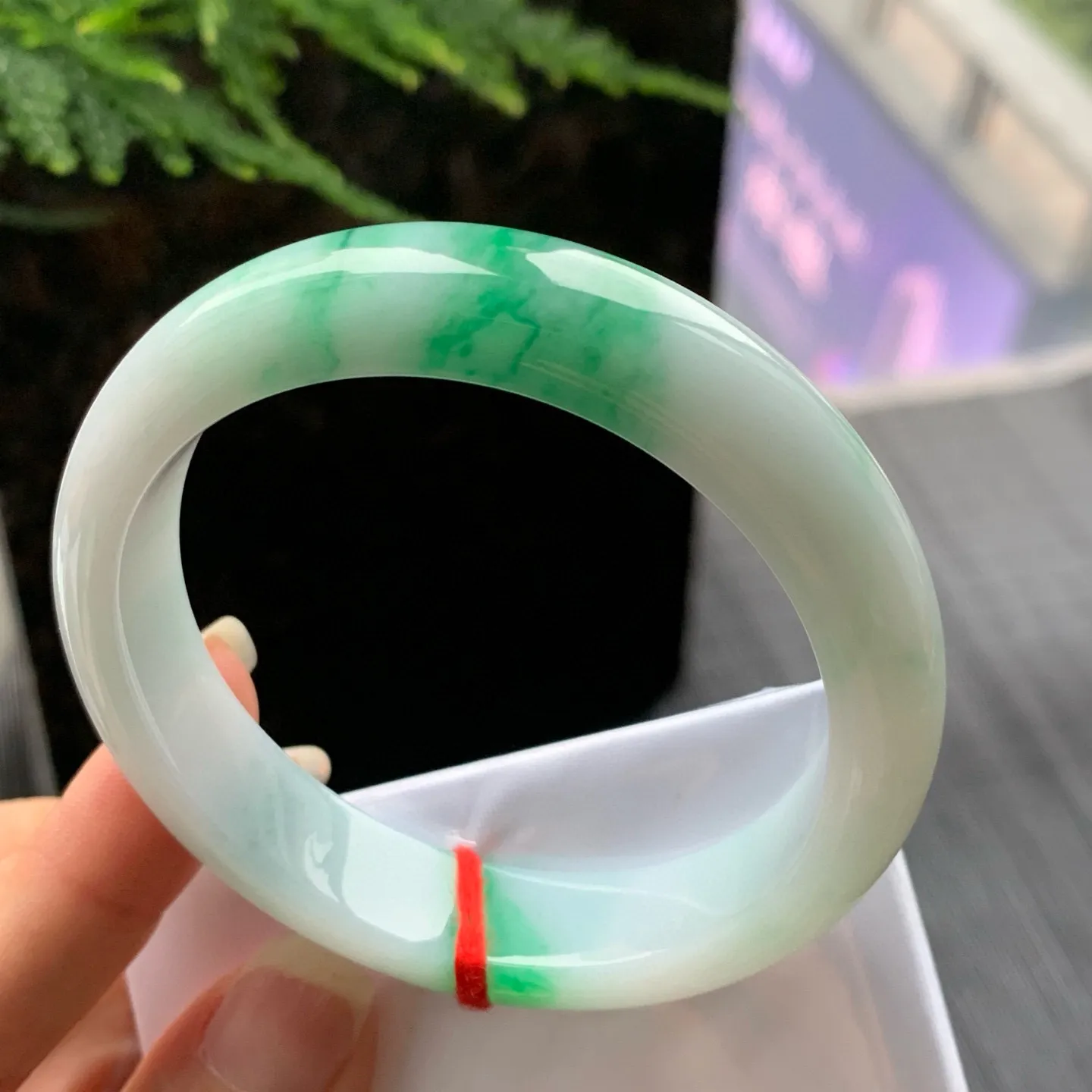 正圈冰糯阳绿 皮纹 尺寸:55.4/12.5/8.1 色好