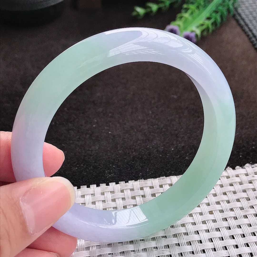 自然光60/11.8/9.2老坑冰胶果冻春带彩手镯宽边翡翠玉镯手环