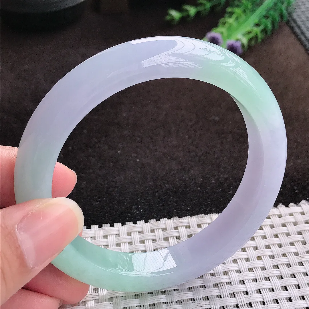 自然光60/11.8/9.2老坑冰胶果冻春带彩手镯宽边翡翠玉镯手环