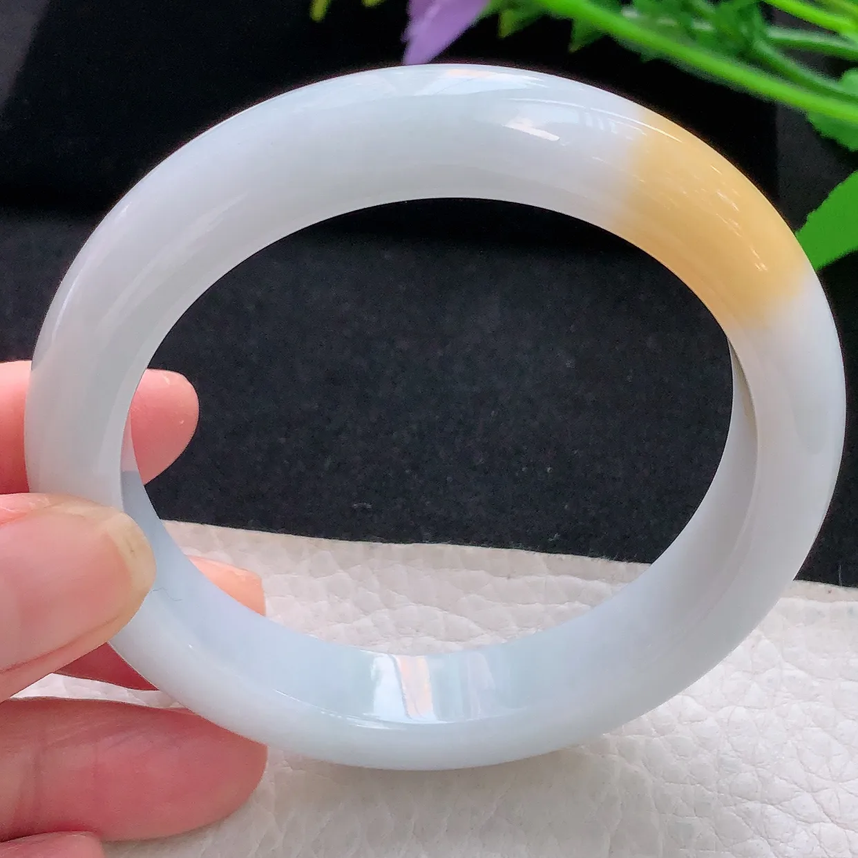 z自然光59.8*12.8*9.2平安镯 天然缅甸翡翠冰双彩宽边珠宝玉手镯 玉手环