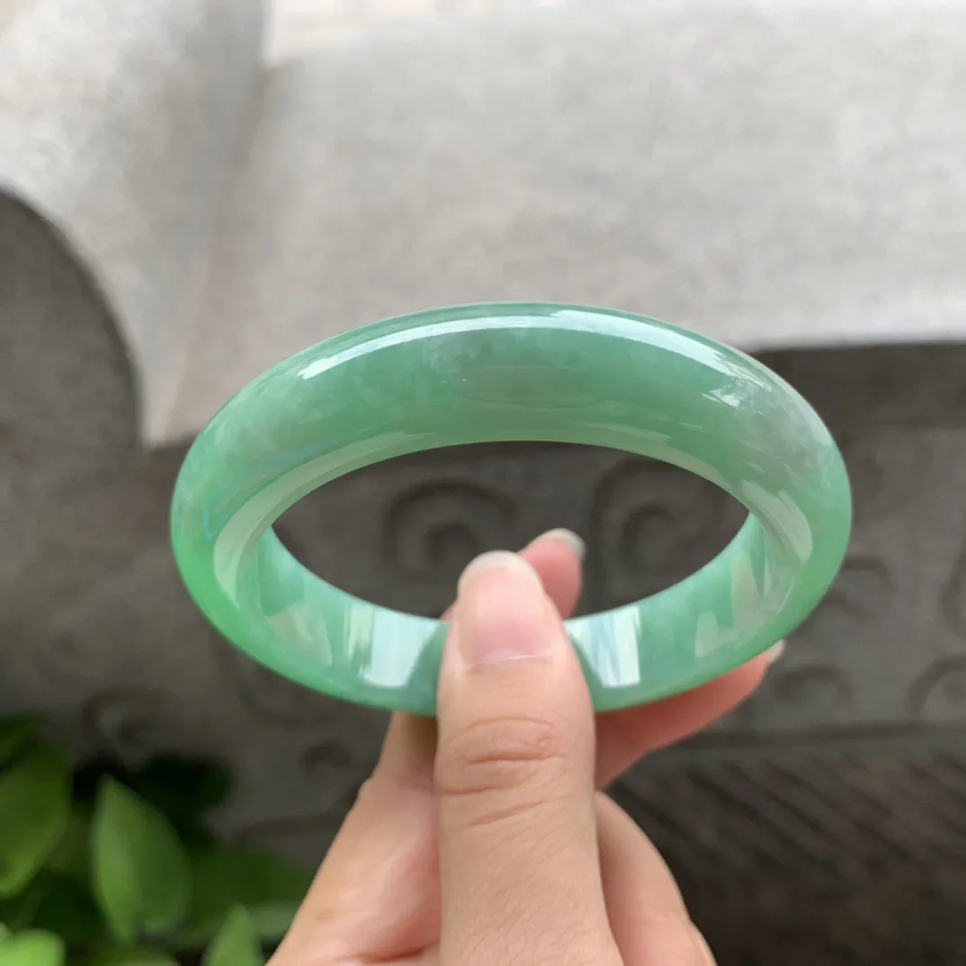 圈口54.2-12.2-8.7【满绿正圈手镯】正圈54 55可戴