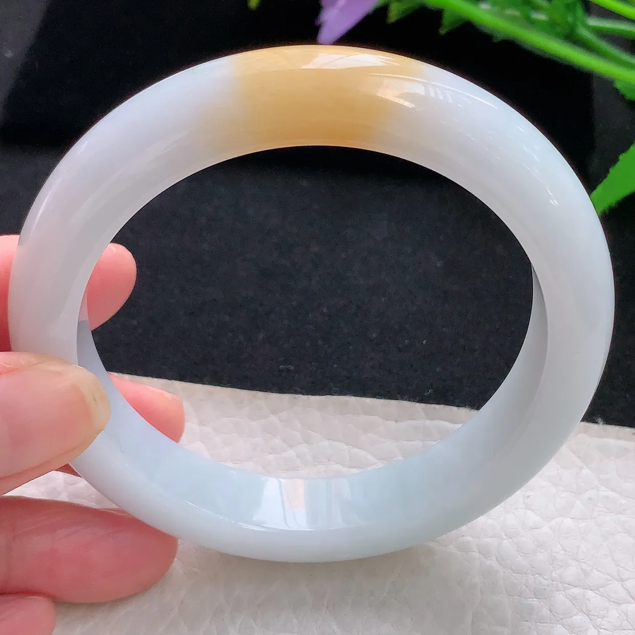 z自然光59.8*12.8*9.2平安镯 天然缅甸翡翠冰双彩宽边珠宝玉手镯 玉手环