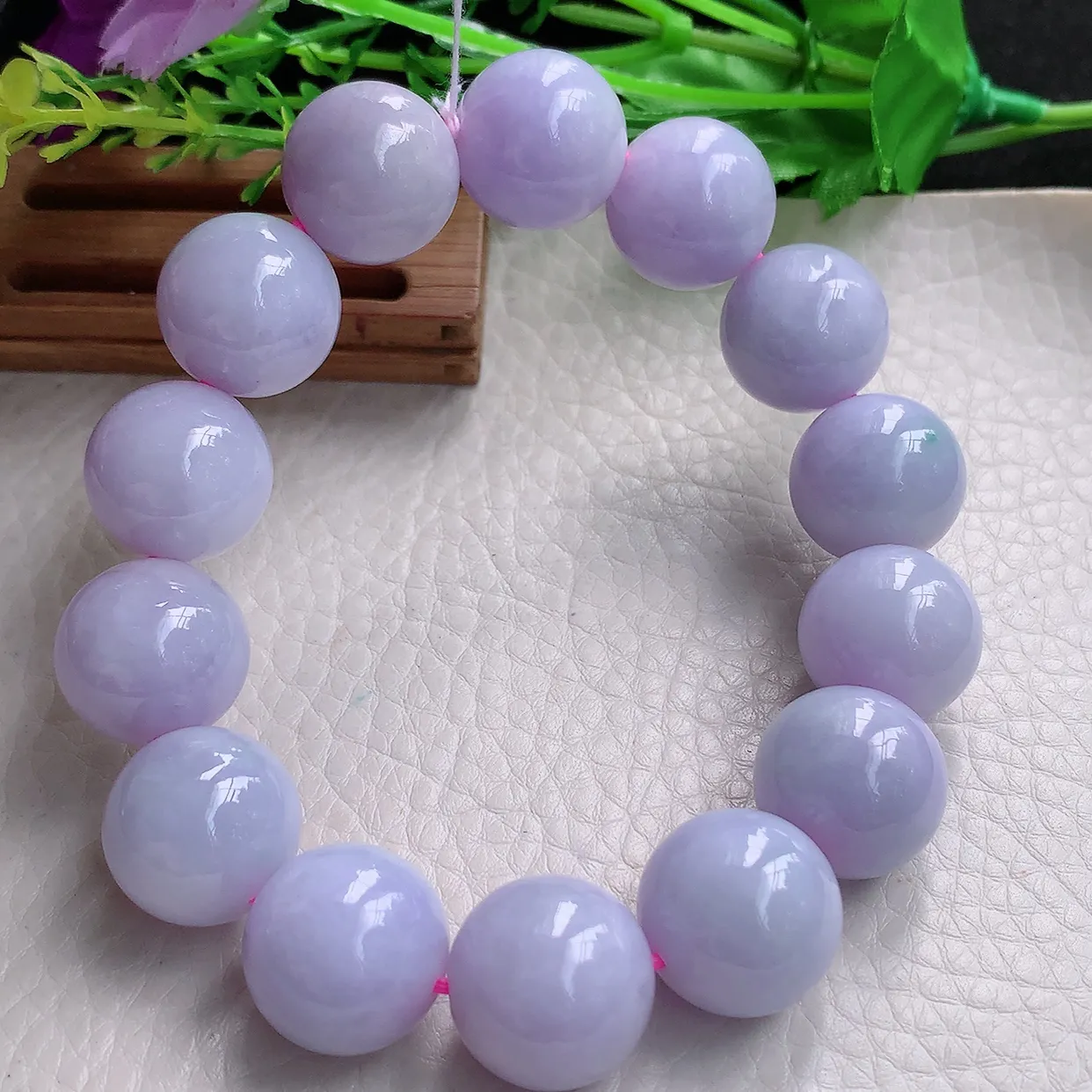 ss自然光16.3mm天然缅甸翡翠大颗粒高贵紫罗兰16.3mm圆珠玉手链