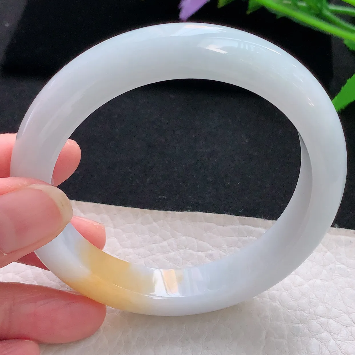 z自然光59.8*12.8*9.2平安镯 天然缅甸翡翠冰双彩宽边珠宝玉手镯 玉手环