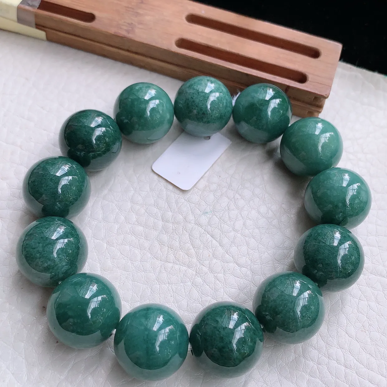 ss自然光17.8mm天然缅甸翡翠蓝韵大颗粒17.8mm圆珠玉手链 玉手串