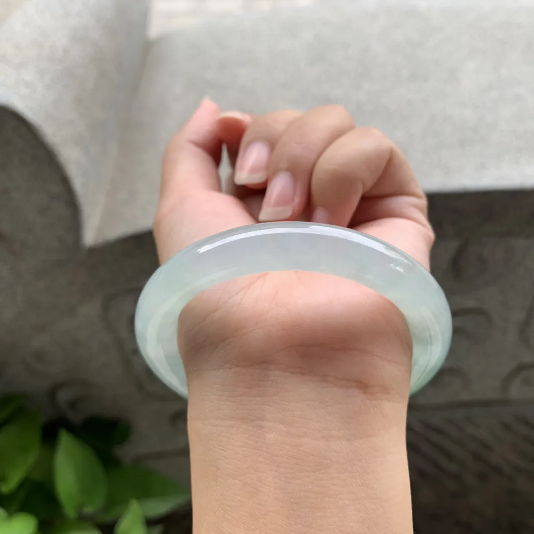 圈口 54.8-9.8  【冰种黄翡圆条手镯】圆条54 55可戴