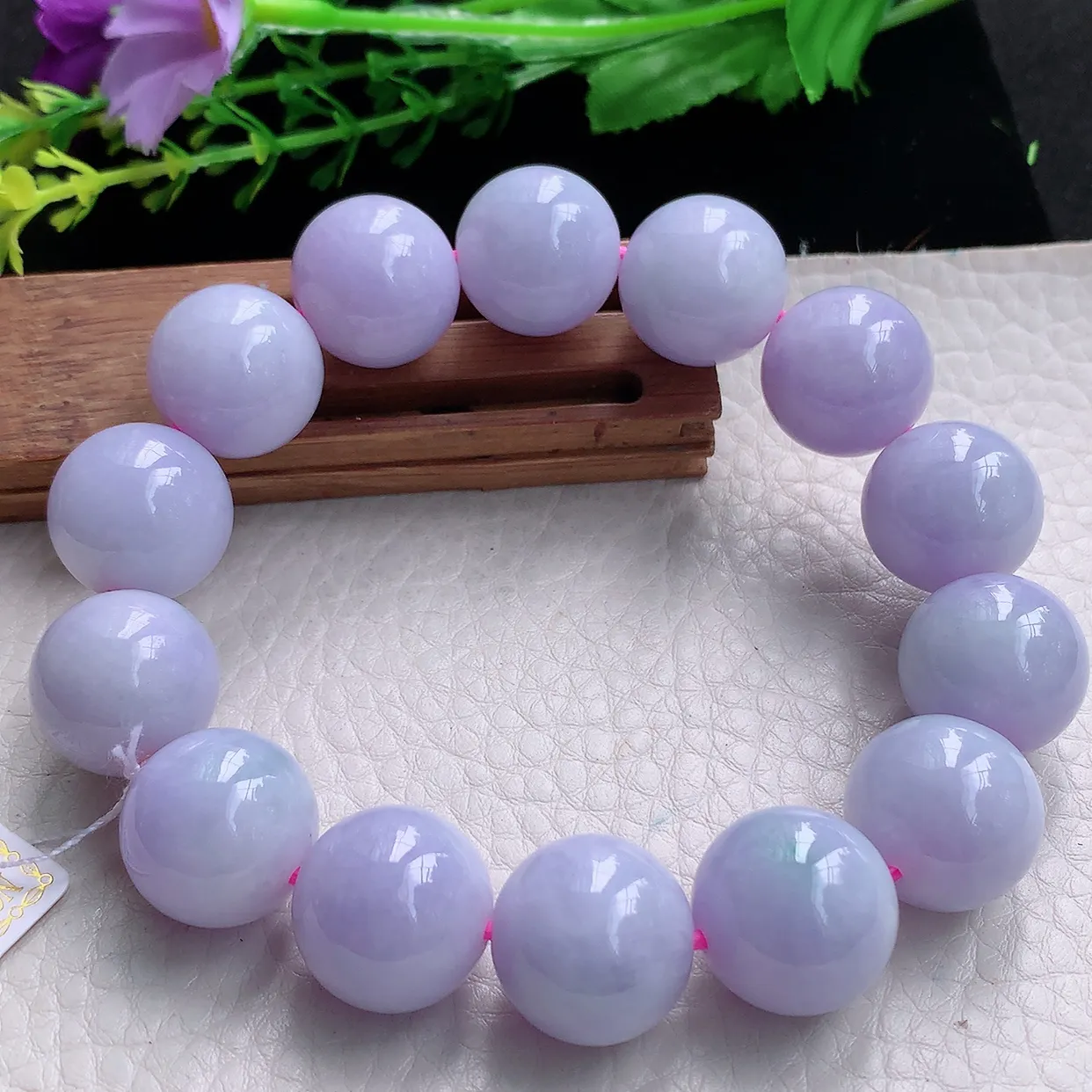 ss自然光16.3mm天然缅甸翡翠大颗粒高贵紫罗兰16.3mm圆珠玉手链