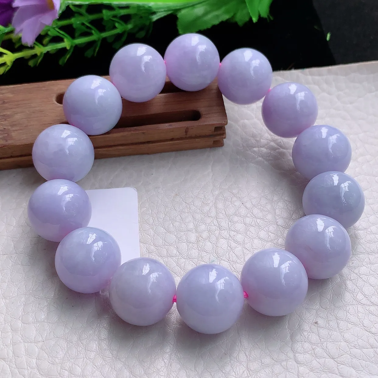 ss自然光16.3mm天然缅甸翡翠大颗粒高贵紫罗兰16.3mm圆珠玉手链