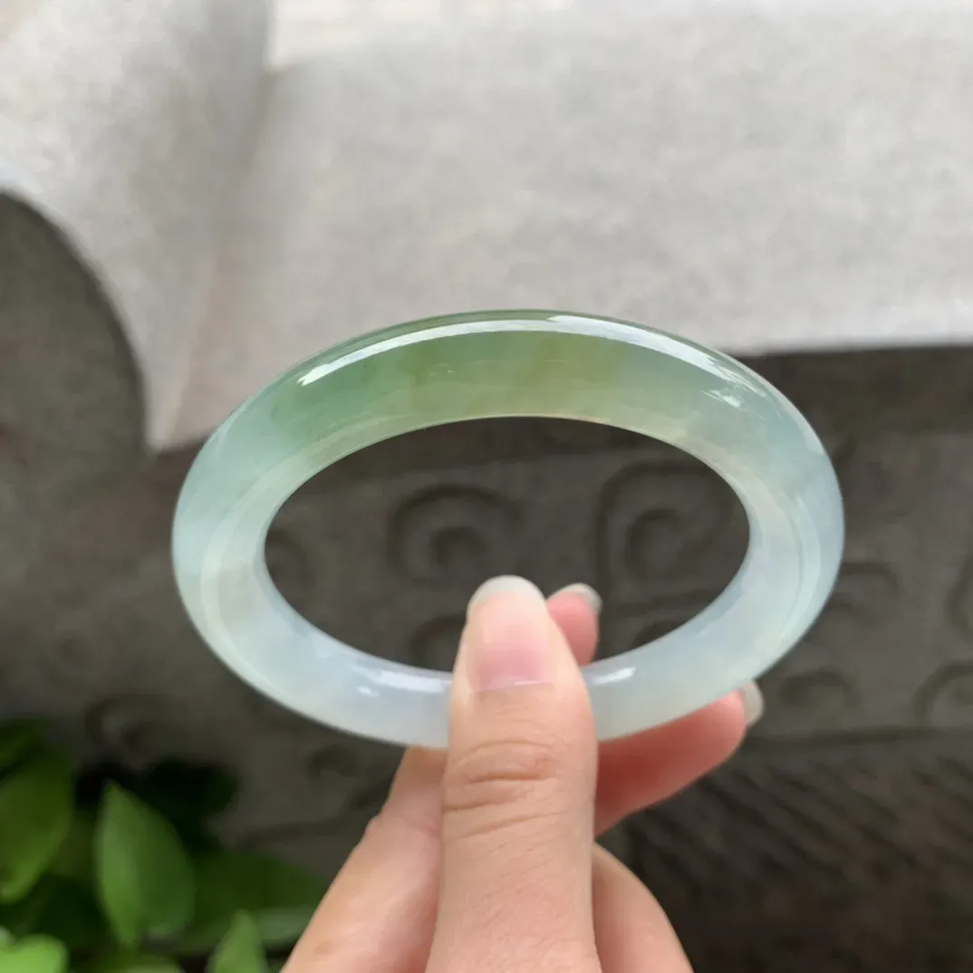 圈口 54.8-9.8  【冰种黄翡圆条手镯】圆条54 55可戴