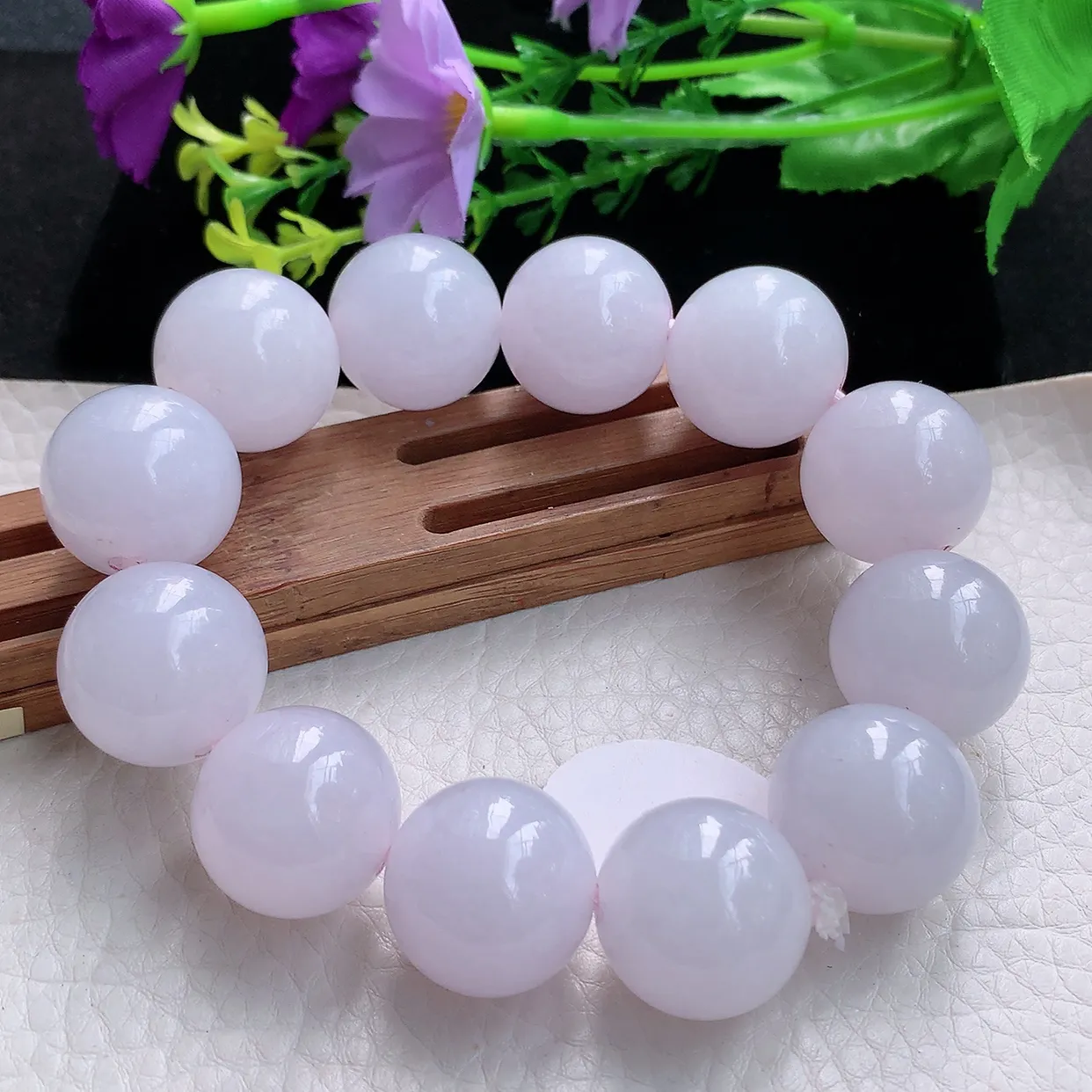 ss自然光18.8mm天然缅甸翡翠冰紫大颗粒18.8mm圆珠玉手链 玉手串