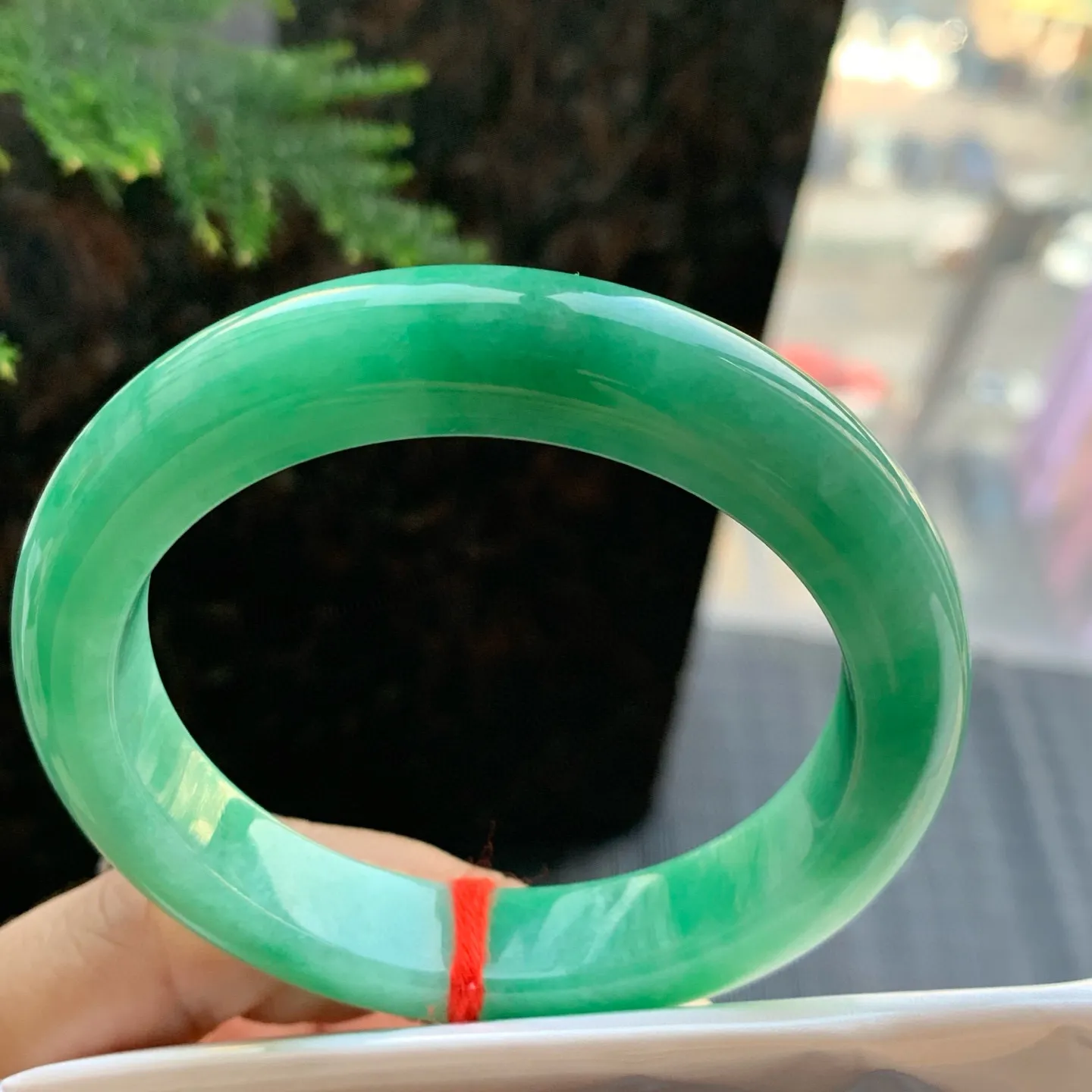 正圈冰糯翠绿 一丝棉线 尺寸:55.1/12/9.2 色好🥰🥰