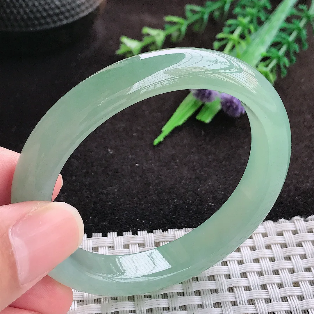 自然光52/46/11/7.5老坑冰胶果冻冰晴绿贵妃手镯翡翠玉镯手环