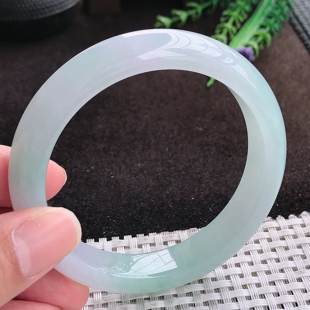 自然光59.5/12.4/8.8老坑冰胶果冻冰晴手镯宽边翡翠玉镯手环