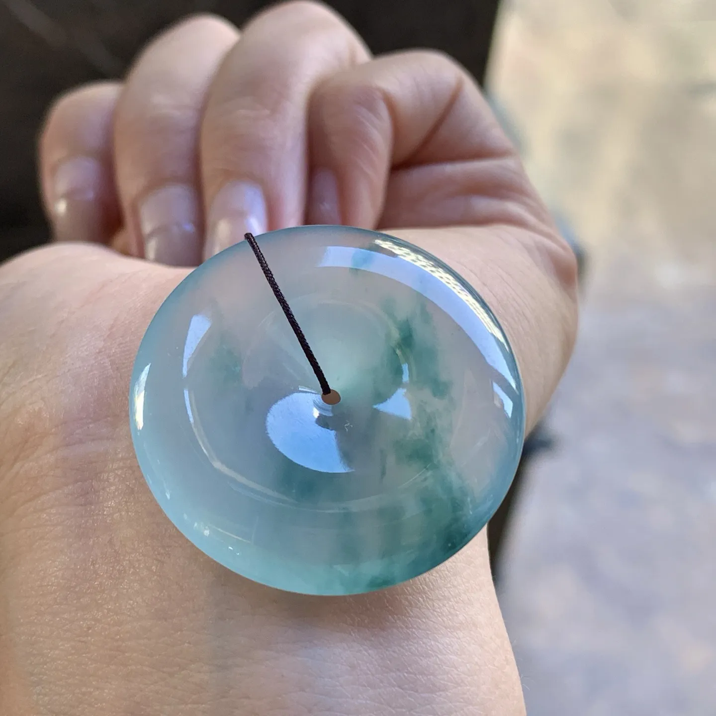 冰蓝花平安扣^_^冰透清新